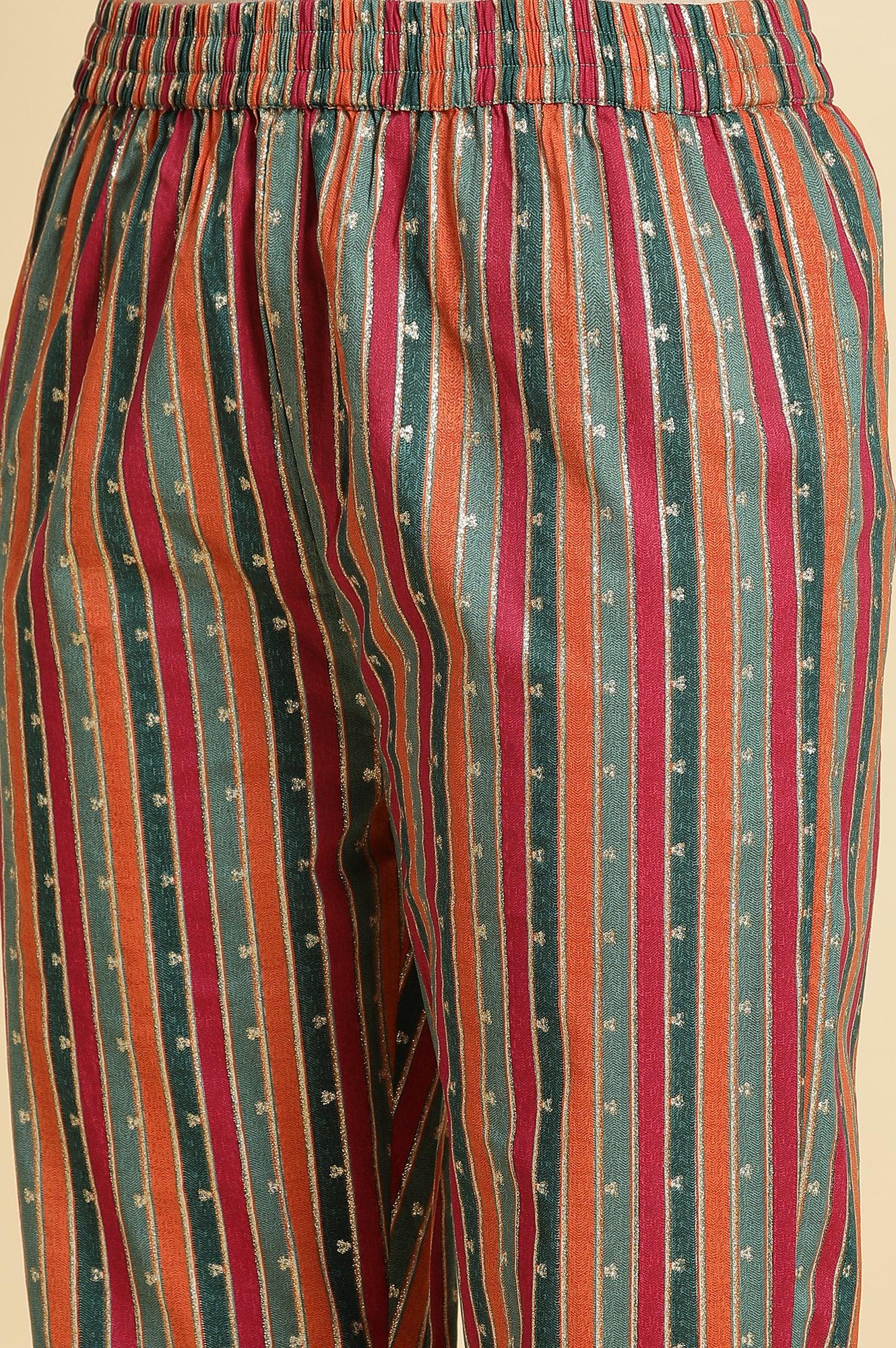 Green Embellished Button Down Kurta And Pants Set - wforwoman