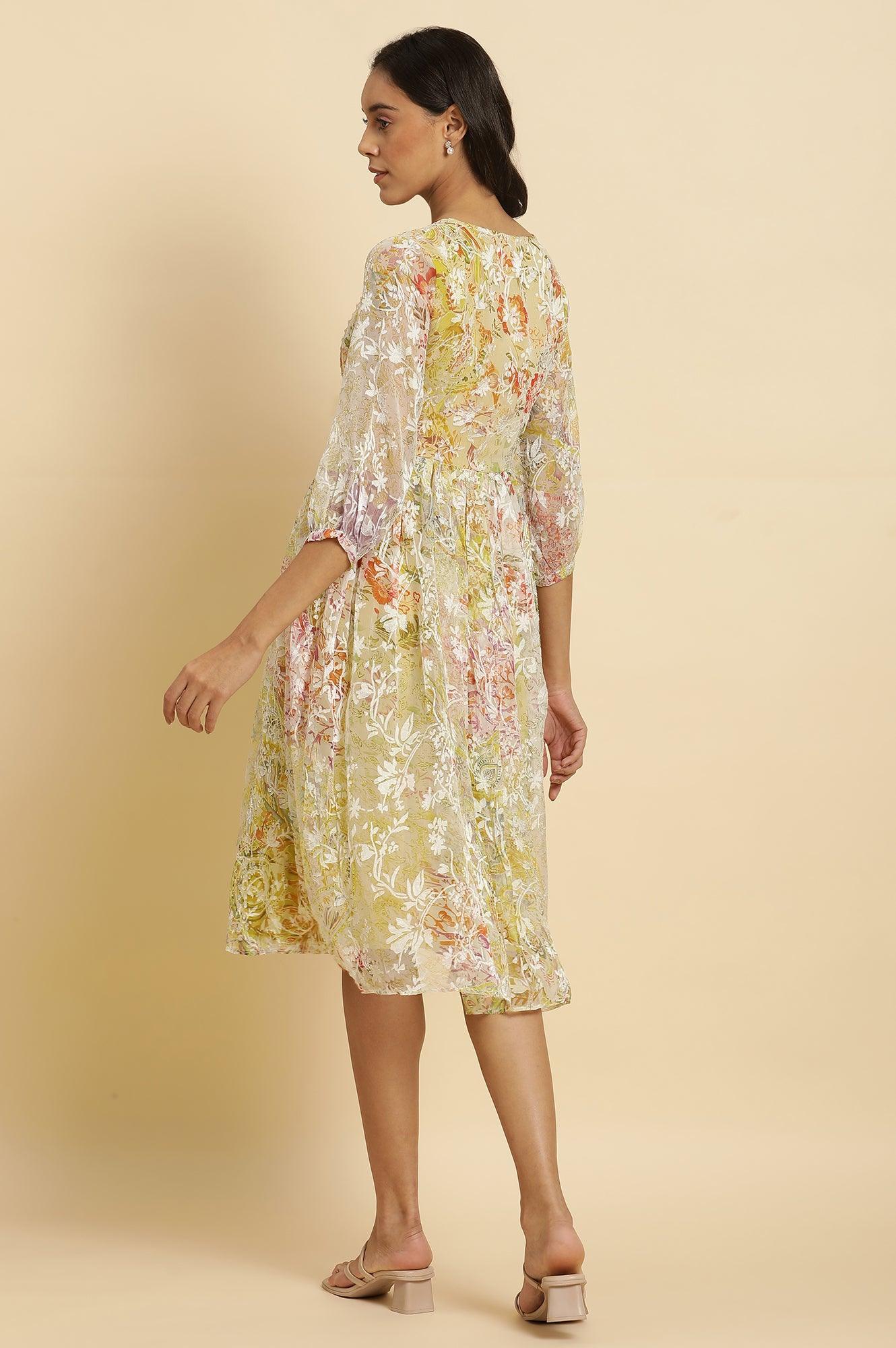 Multi-Coloured Breezy Sheer Printed Short Dress - wforwoman