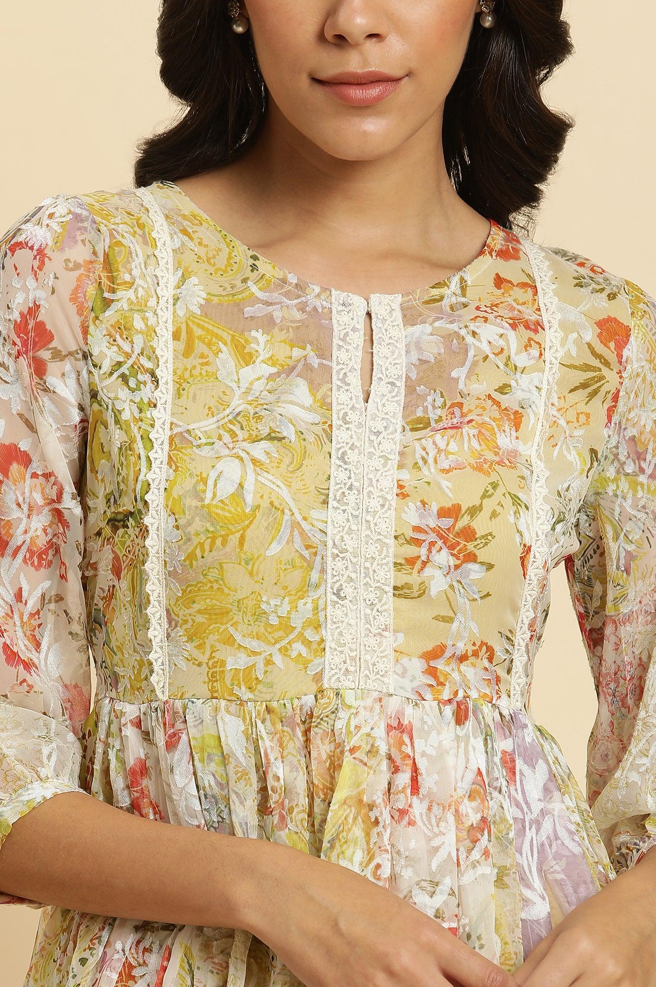 Multi-Coloured Breezy Sheer Printed Short Dress - wforwoman