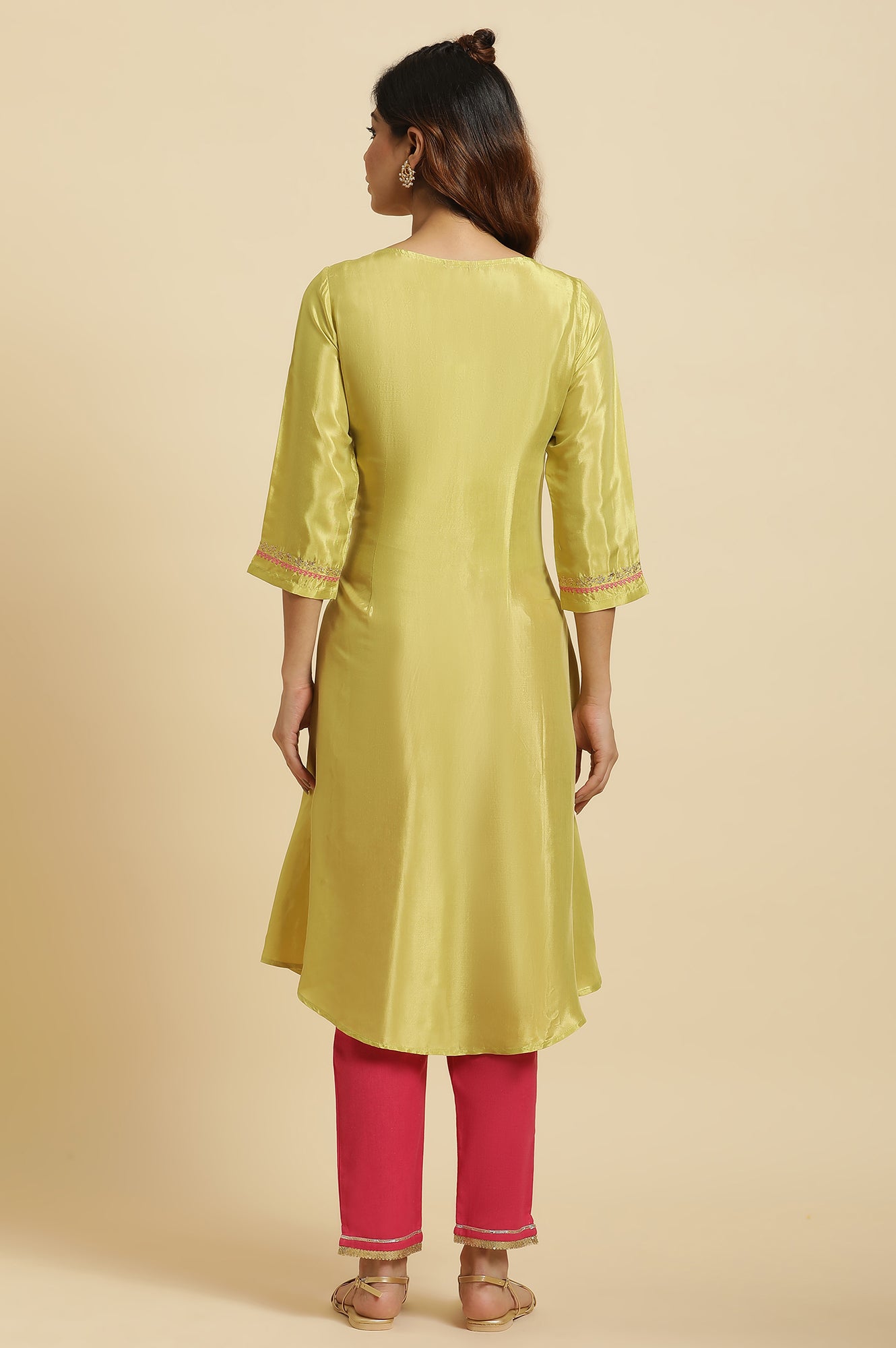 Green Embroidered Shantun Festive Kurta