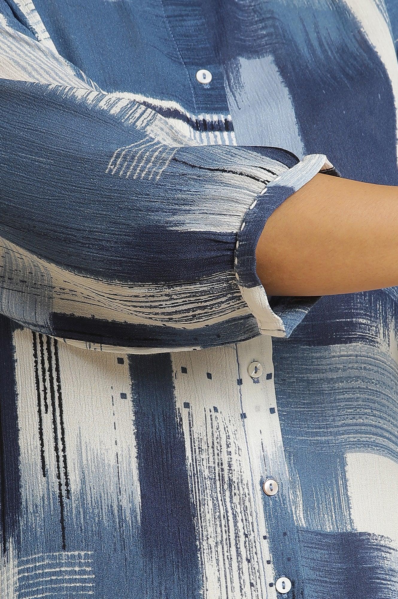 Indigo Abstract Print Kurta - wforwoman