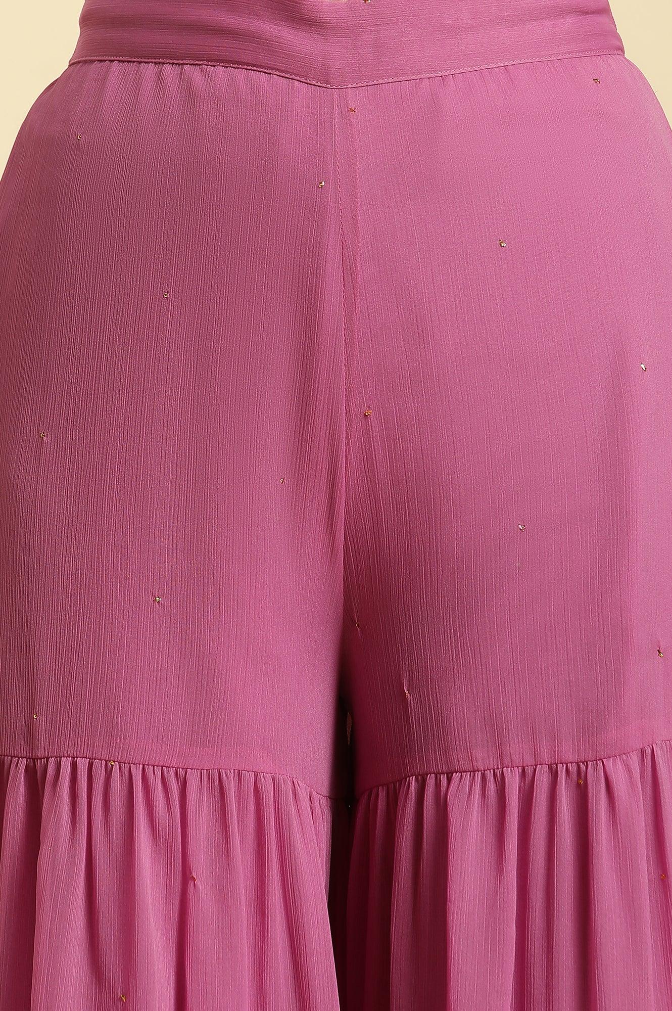 Purple Tiered Chiffon Sharara - wforwoman