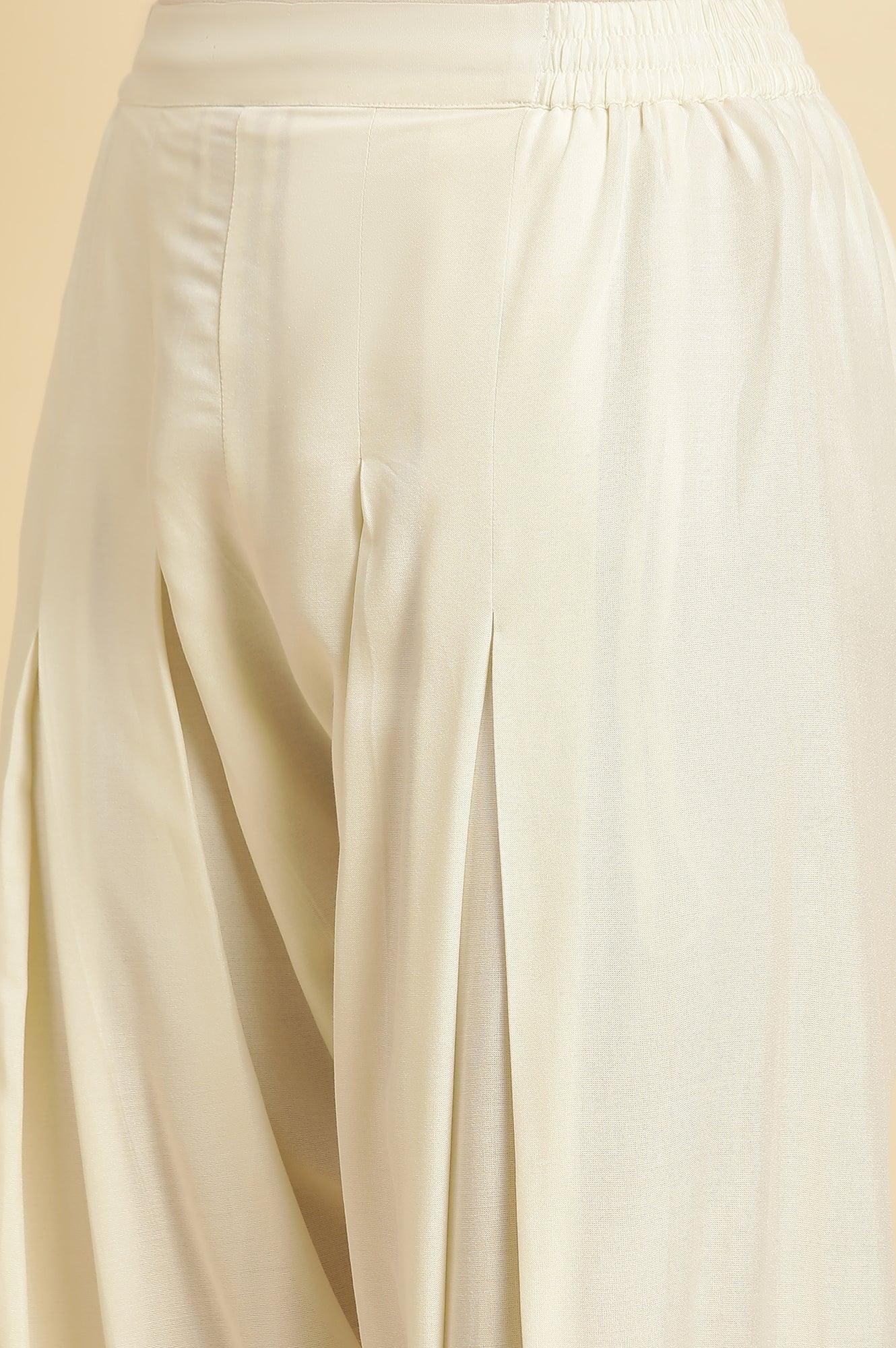 Ecru Embroidered Salwar Pants - wforwoman