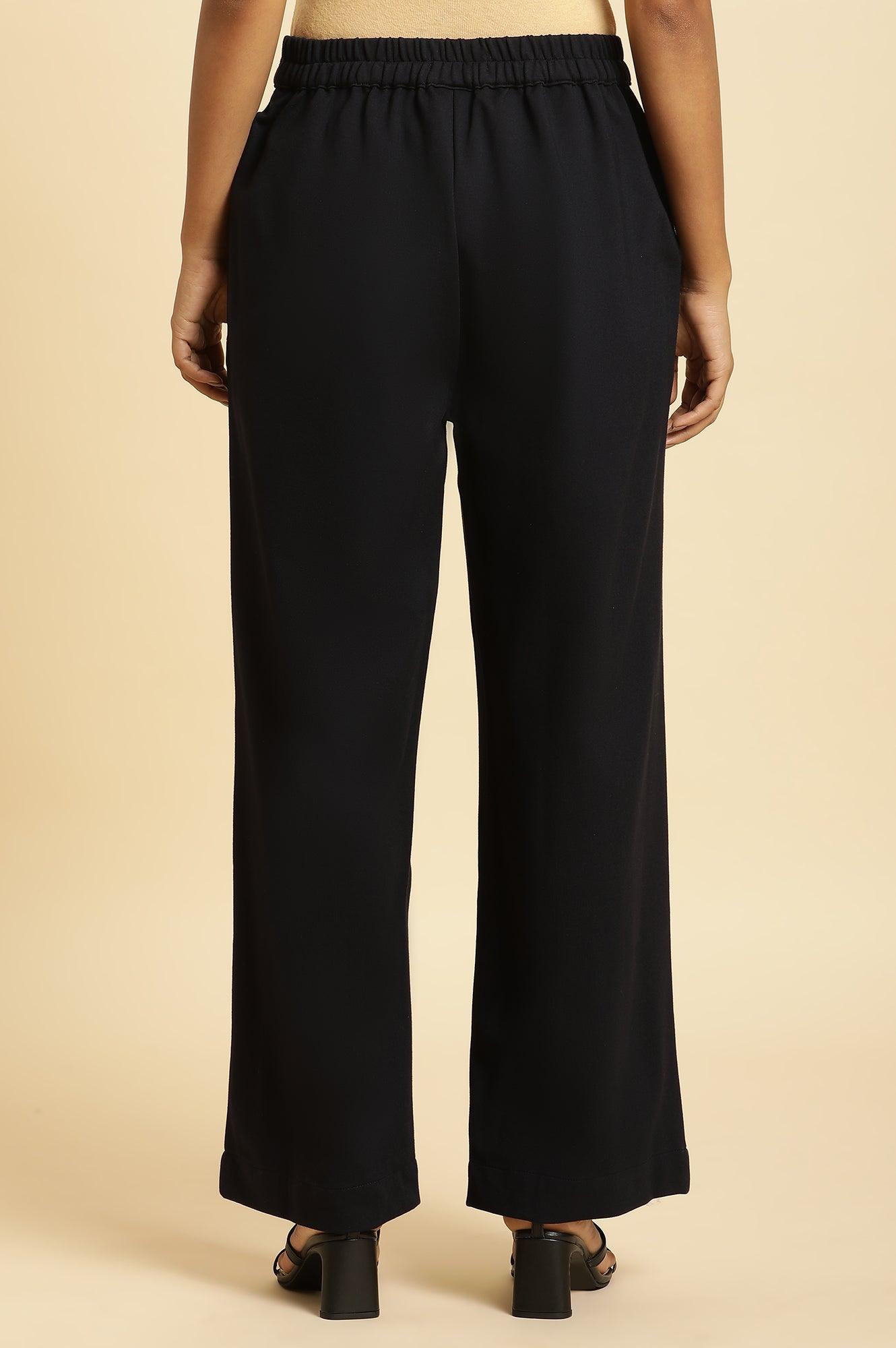 Navy Blue Pin Tuck Trouser Pants - wforwoman
