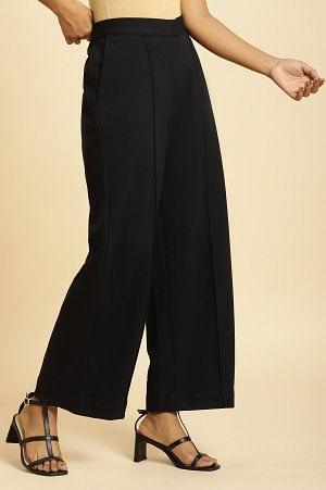 Navy Blue Pin Tuck Trouser Pants - wforwoman