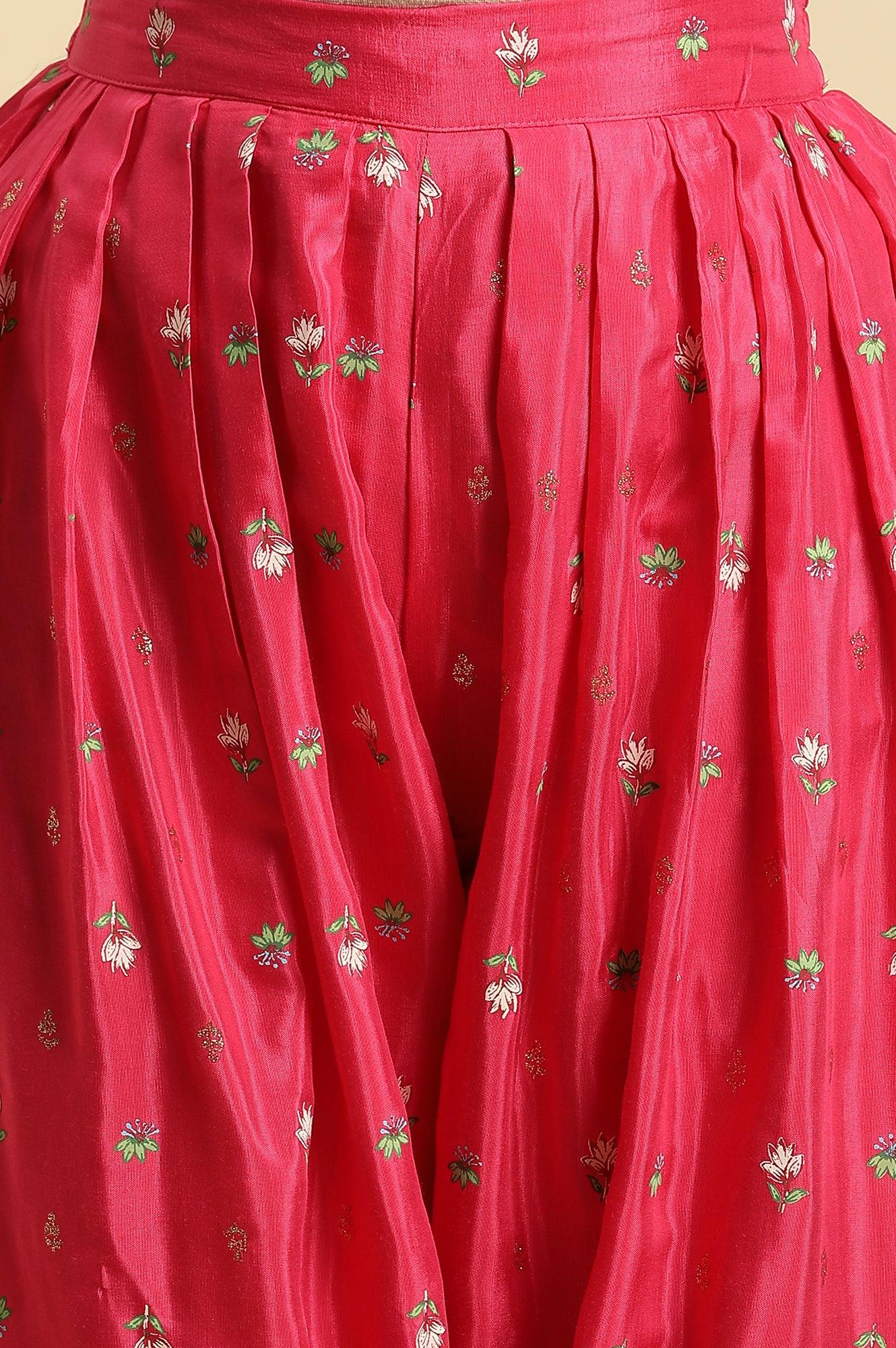 Pink Pleated Floral Printed Salwar Pants - wforwoman