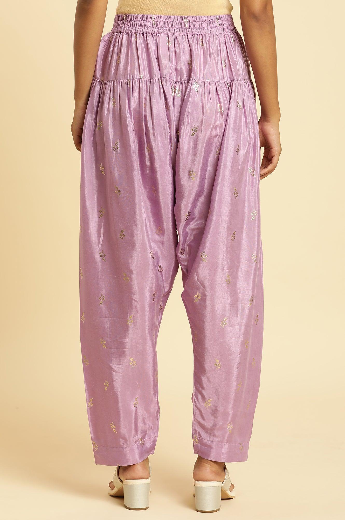 Light Purple Gathered Festive Salwar - wforwoman