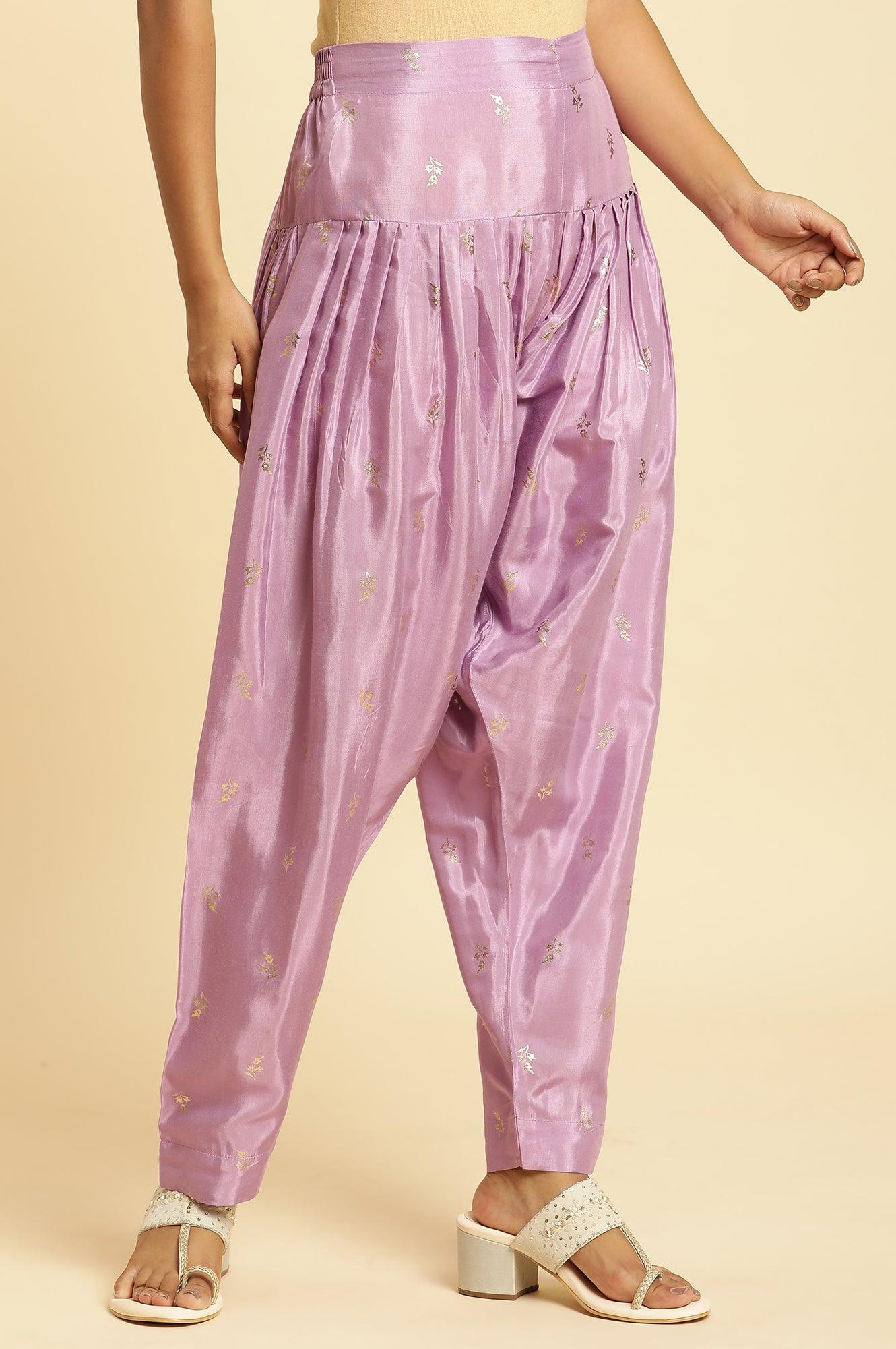 Light Purple Gathered Festive Salwar - wforwoman