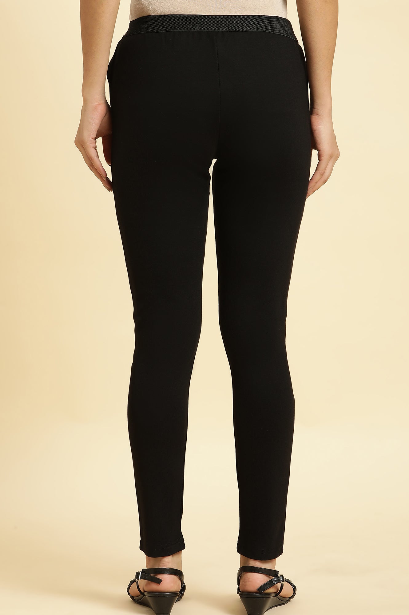 Black Solid Skinny Rayon Legging