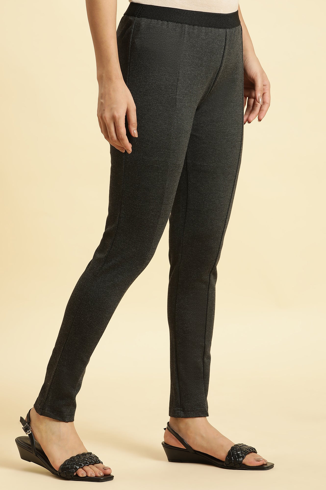 Grey Solid Skinny Rayon Legging