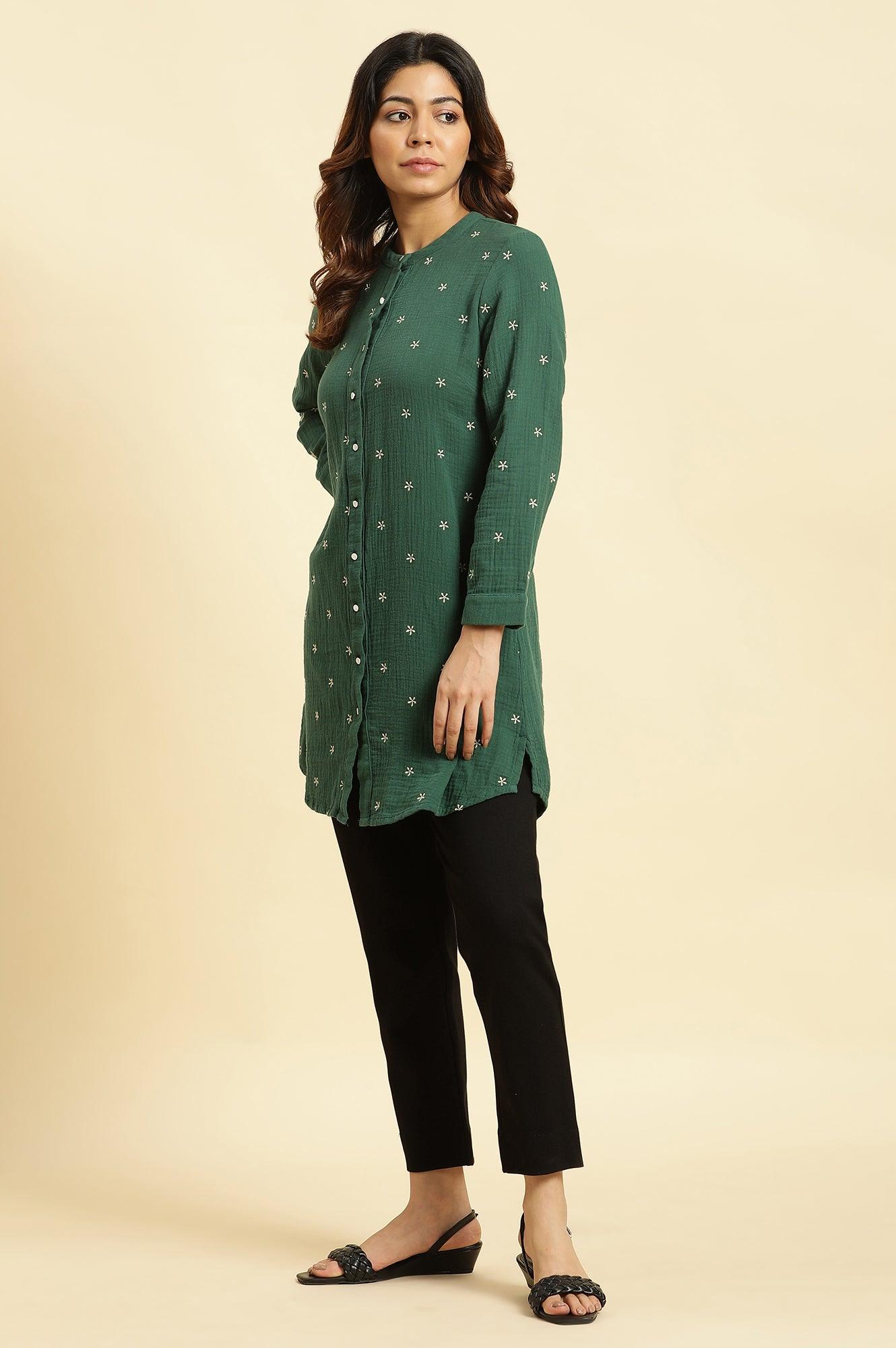 Blue Slim Fit Elasticated Western Pants - wforwoman