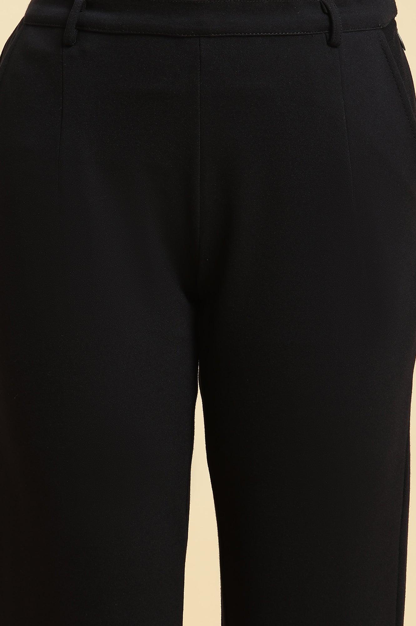 Blue Slim Fit Elasticated Western Pants - wforwoman