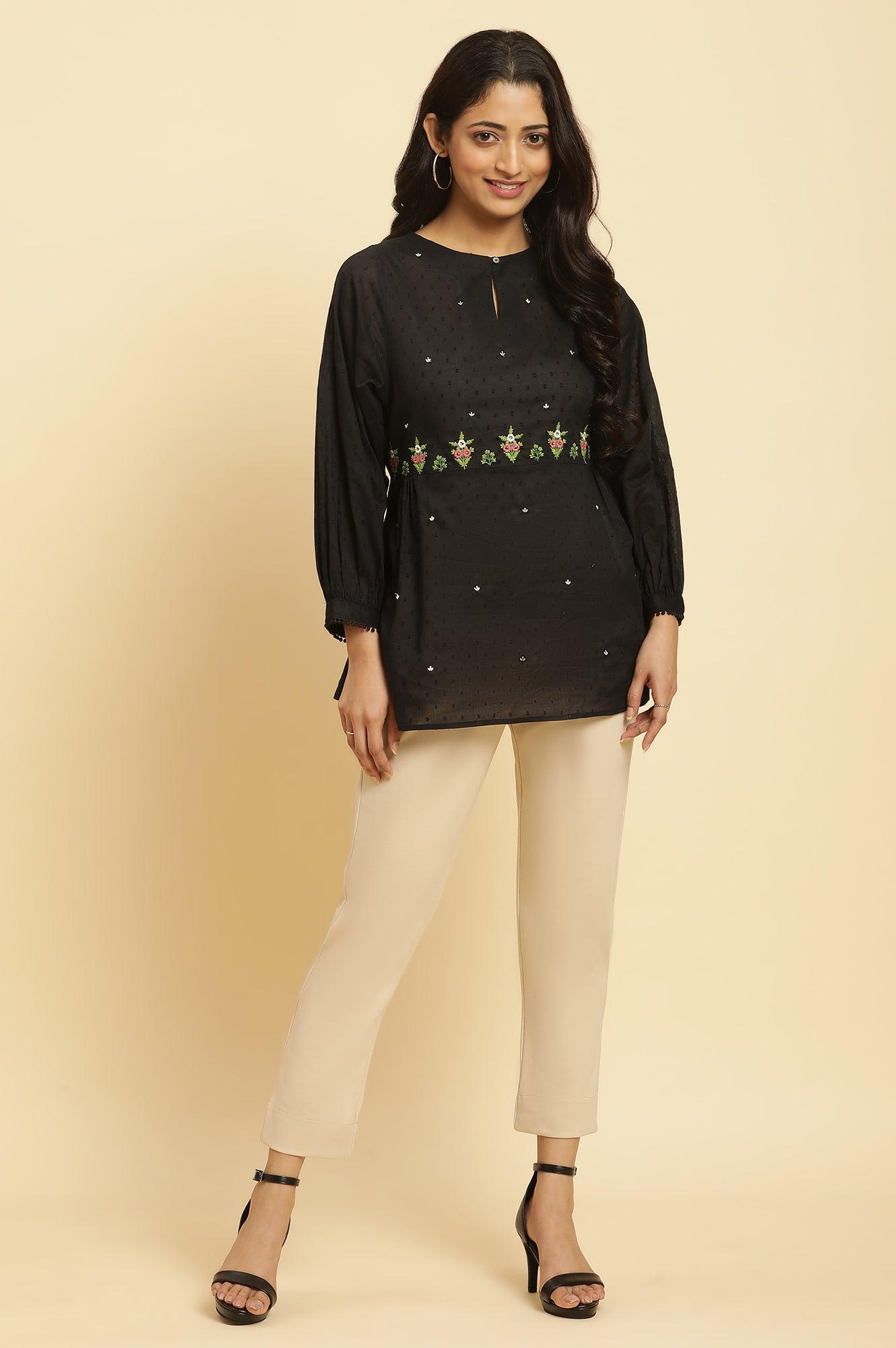 Beige Slim Fit Elasticated Western Pants - wforwoman