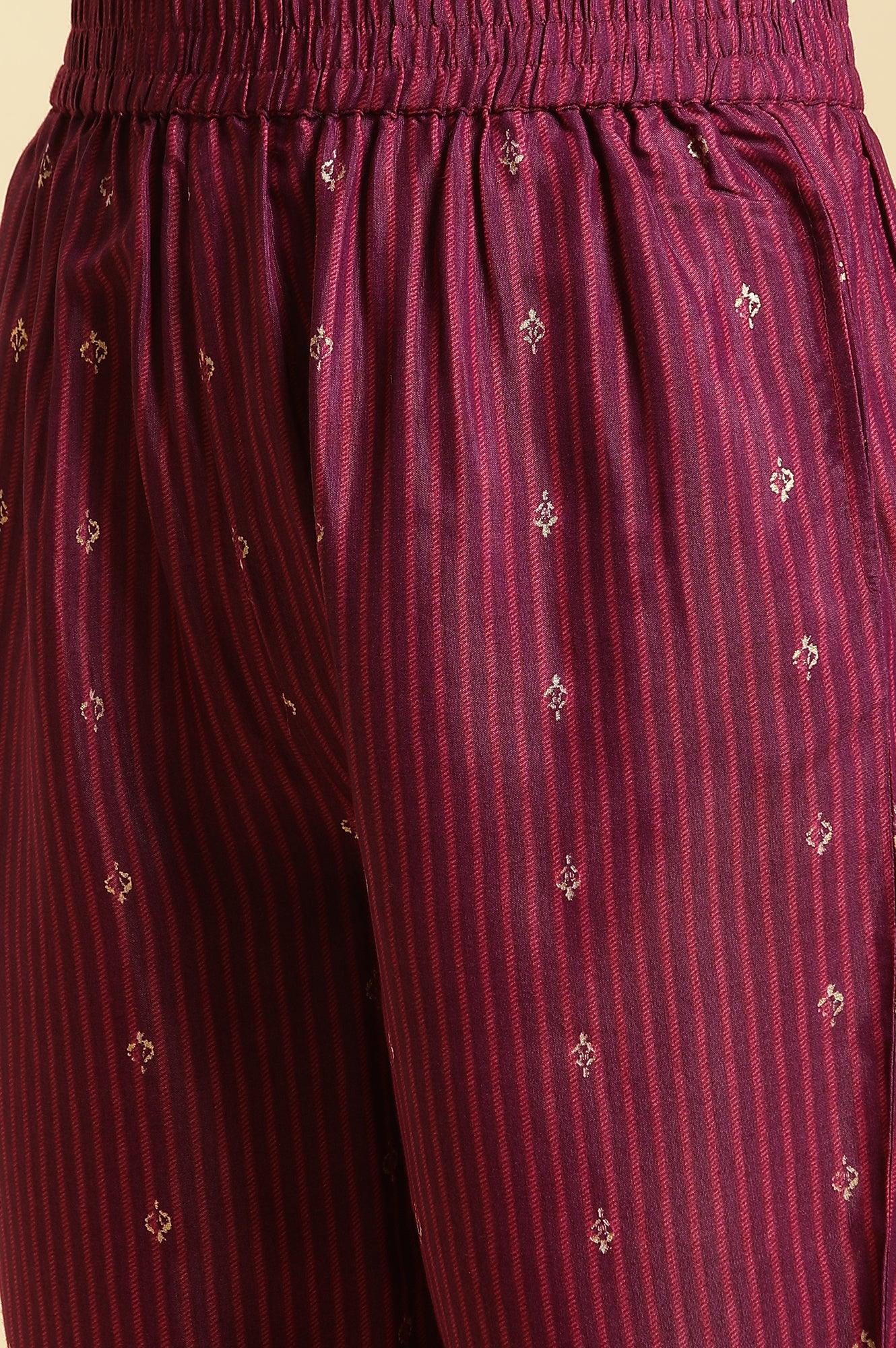 Purple Embellished Kurta, Pants And Dupatta Set - wforwoman