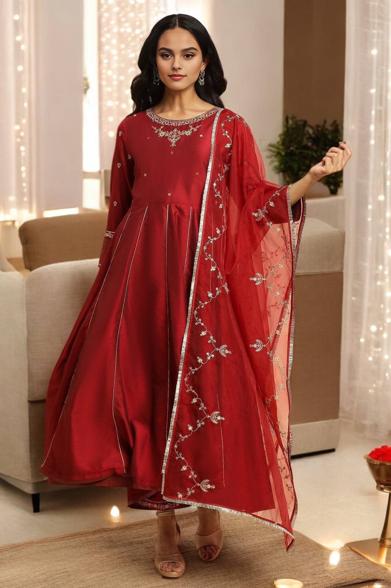 red kurta dress Inayakhan