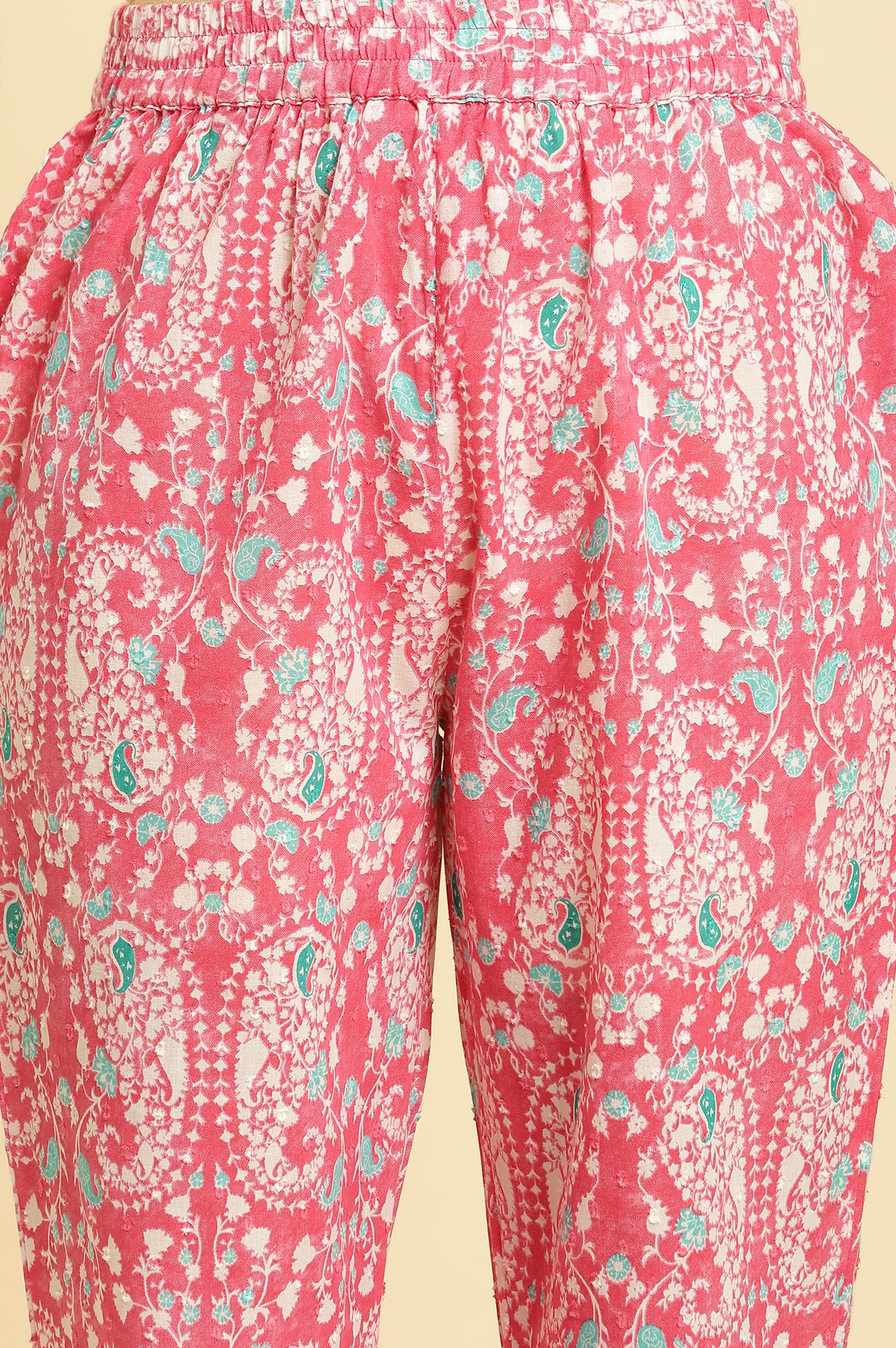 Pink Printed Straight Kurta And Pants Co-Ord Set