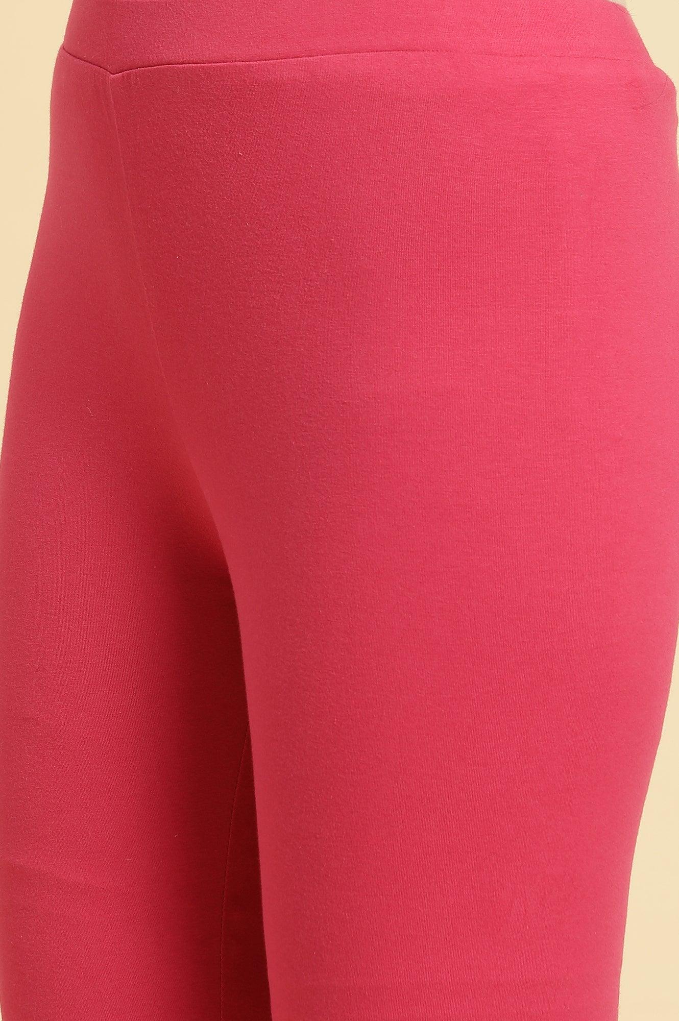 Pink Floral Printed Layered Kurta And Tights And Dupatta Set - wforwoman