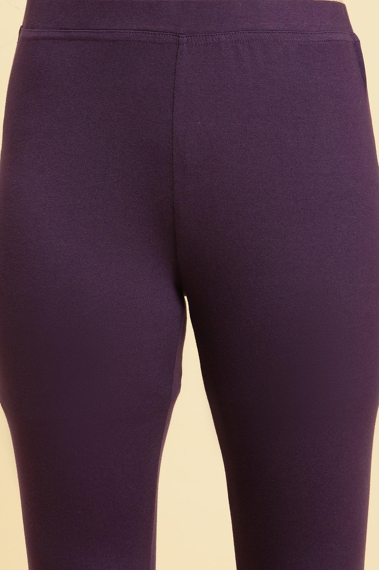 Purple Layered Suzani Printed Kurta, Tights And Dupatta Set - wforwoman