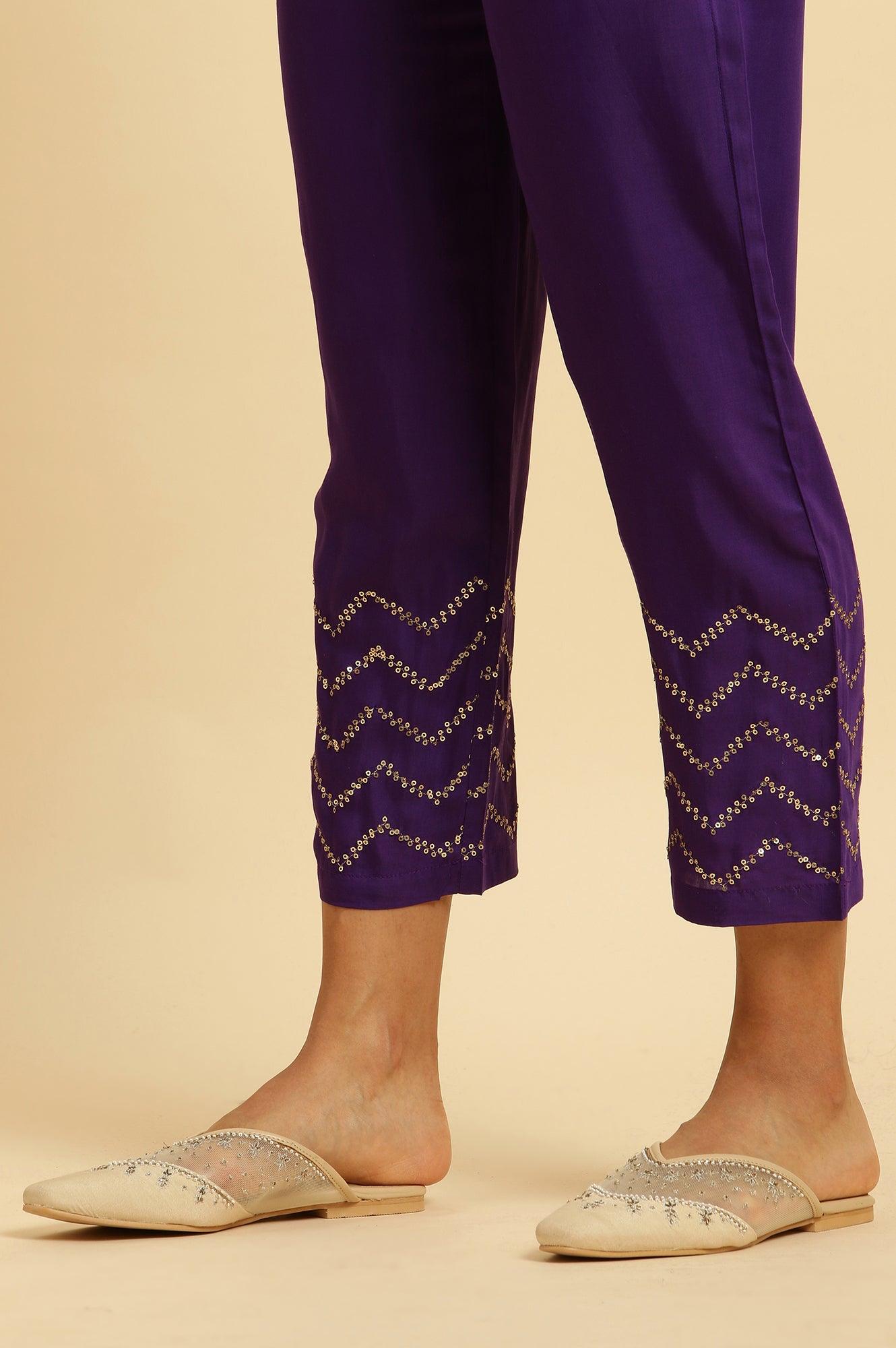 Magenta Pink Ombre A-Line Kurta, Pants And Dupatta Set - wforwoman