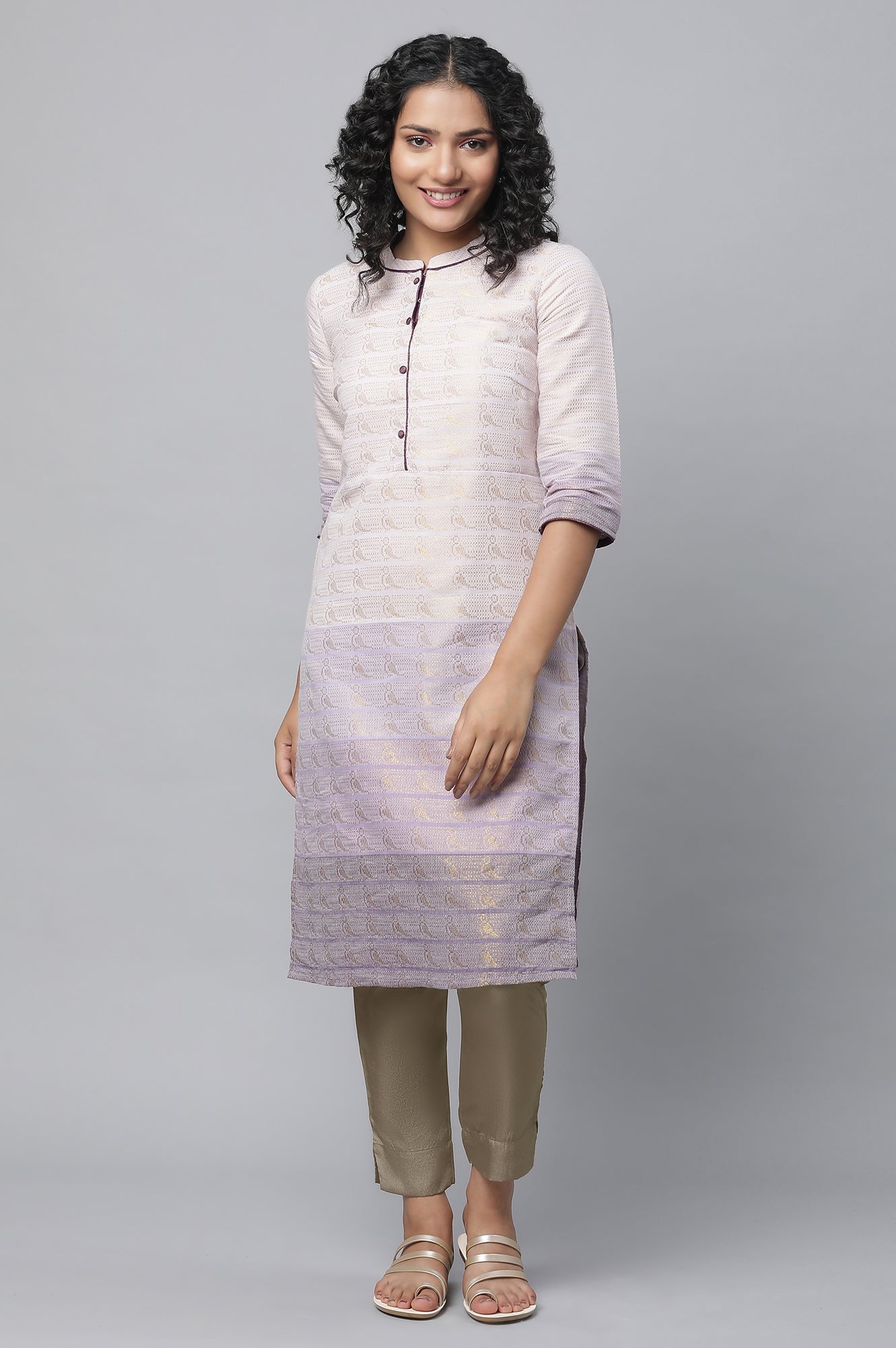 Olive Gold Solid Straight-fit Silk Pants with Side Pockets