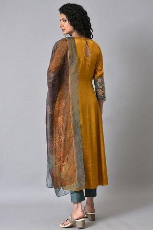 Yellow Anarkali kurta Set - wforwoman