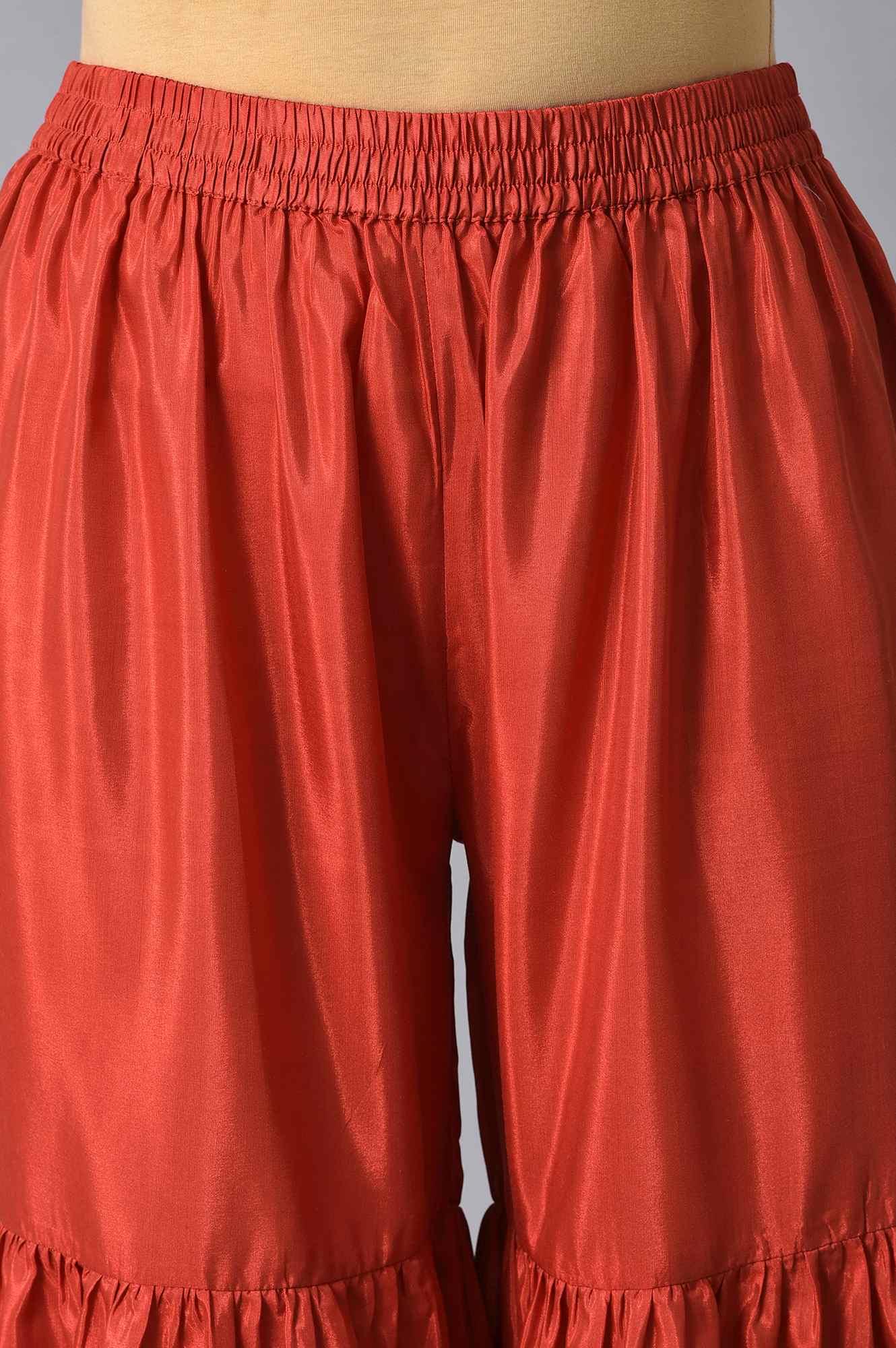 Blue & Orange Embroidered kurta Sharara Set - wforwoman