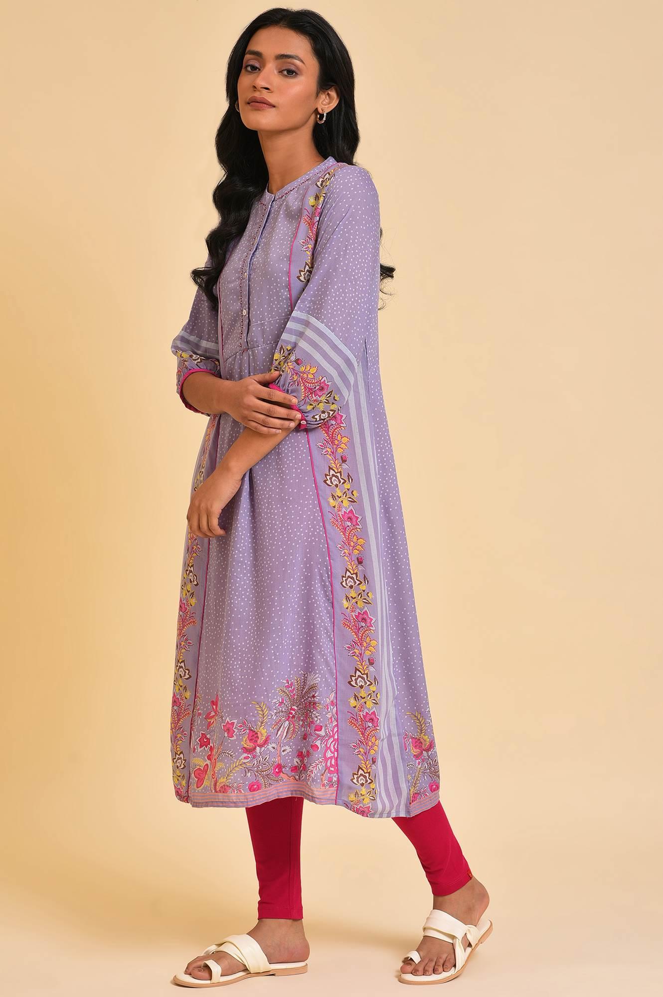 Light Purple Placement Print Tunic - wforwoman