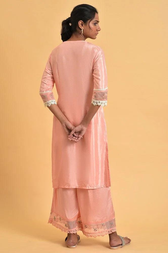 Pink Embroidered Shantun Festive kurta - wforwoman