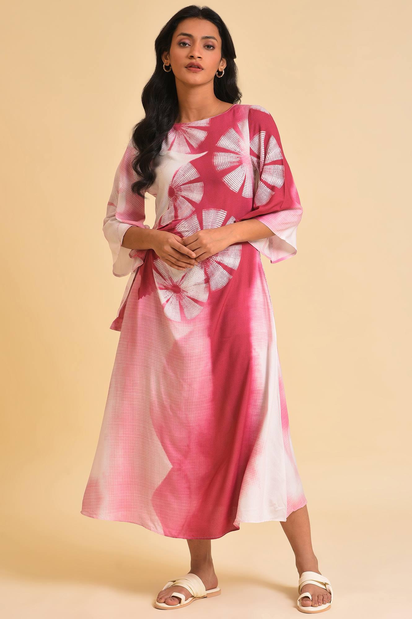 Pink Graphic Print Dress - wforwoman