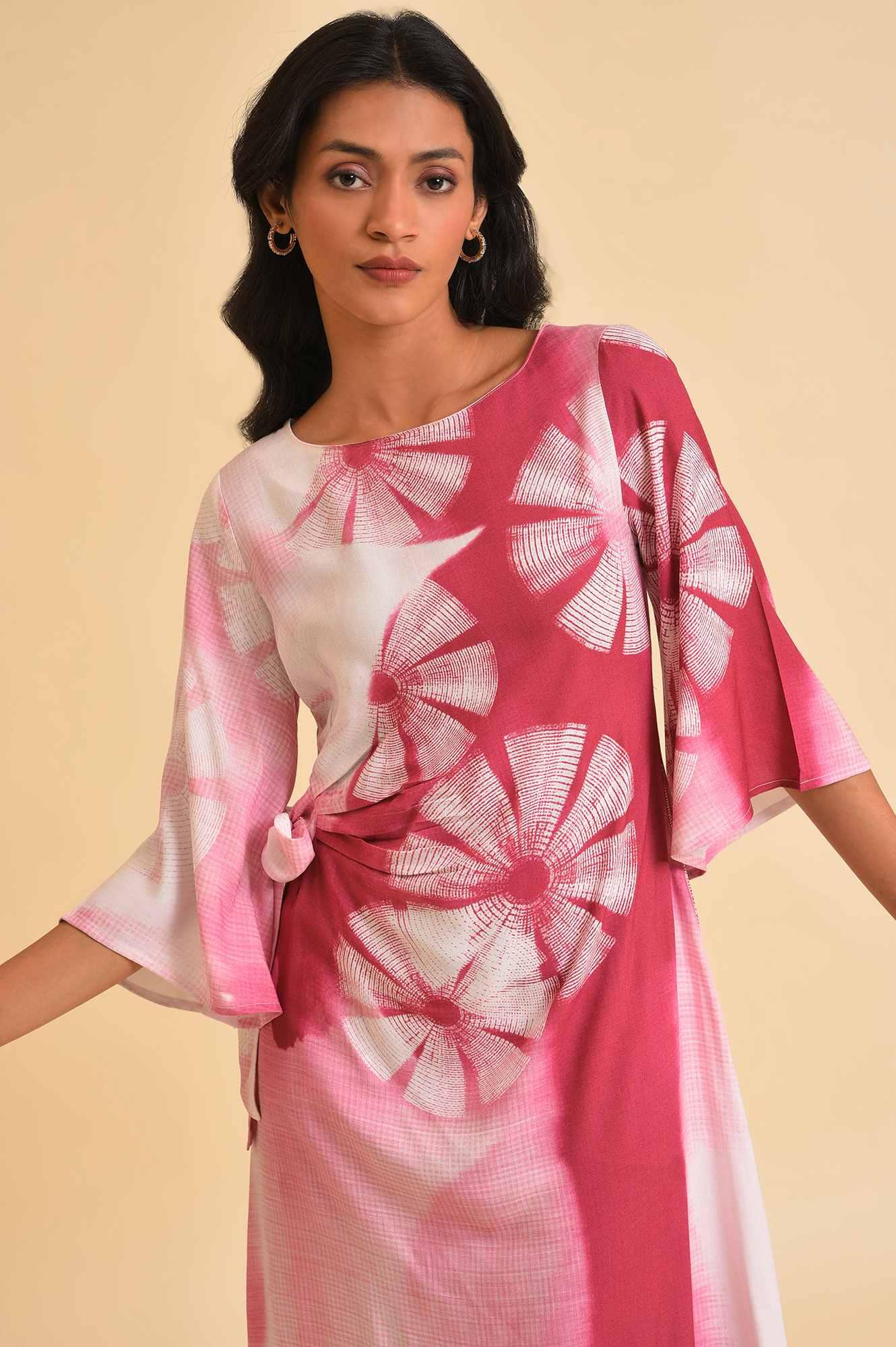 Pink Graphic Print Dress - wforwoman