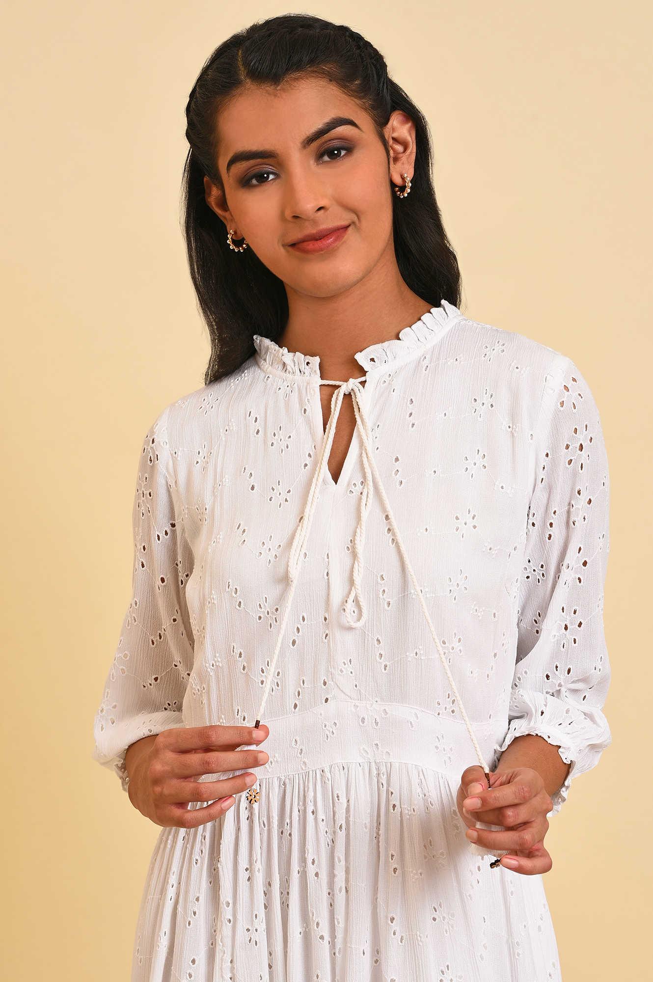 White Schiffli Summer Dress - wforwoman