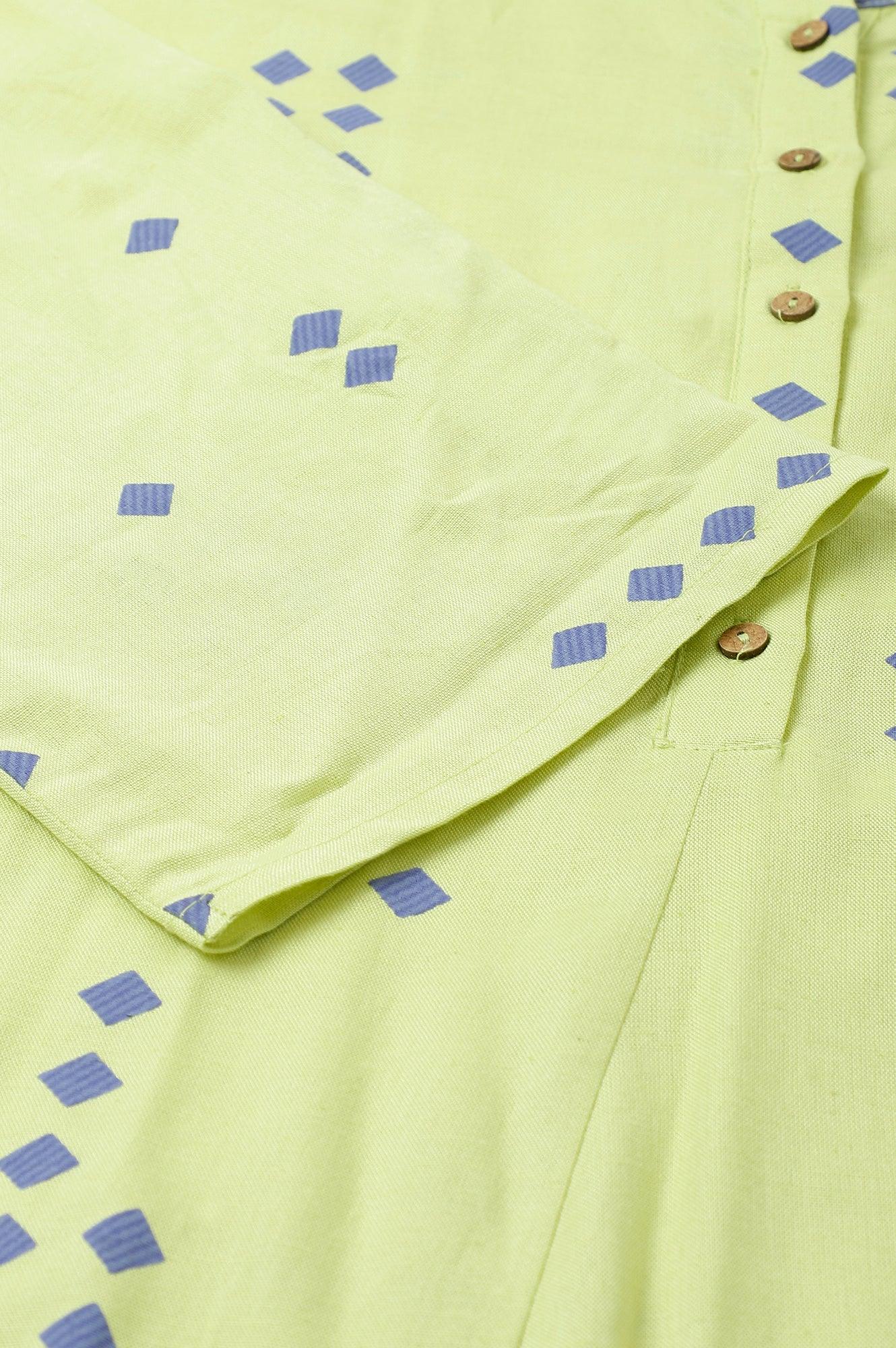 Light Green Printed Asymmetrical Plus Size kurta - wforwoman