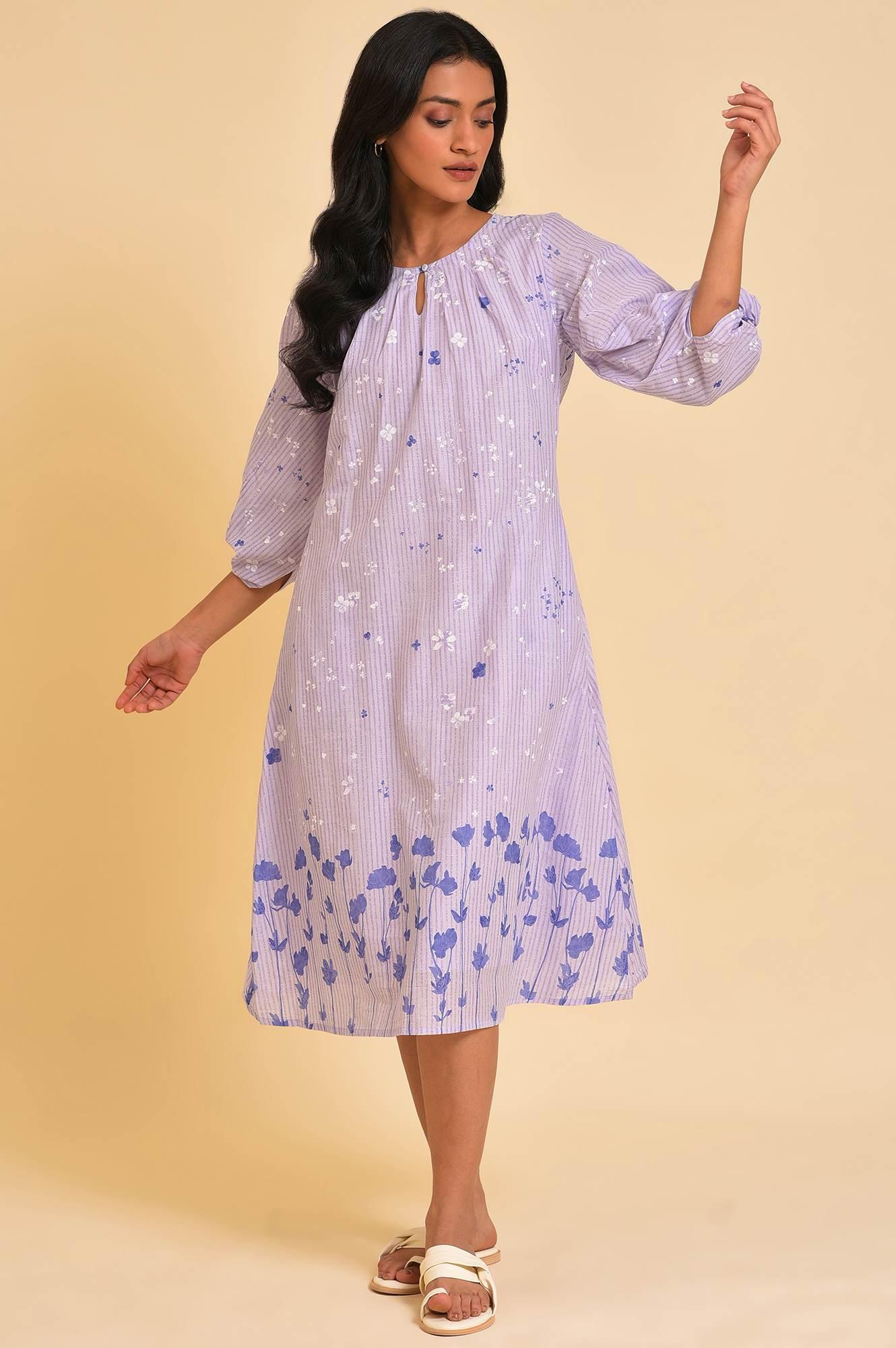 Light Puple Printed Vacay Dress - wforwoman