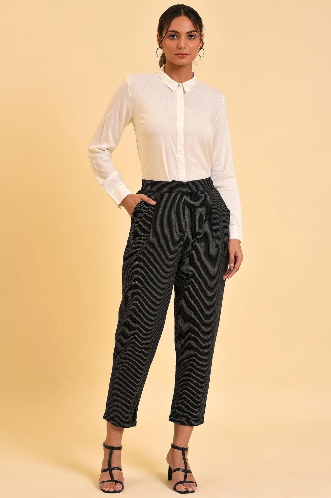 Ecru Solid Classis Western Shirt - wforwoman