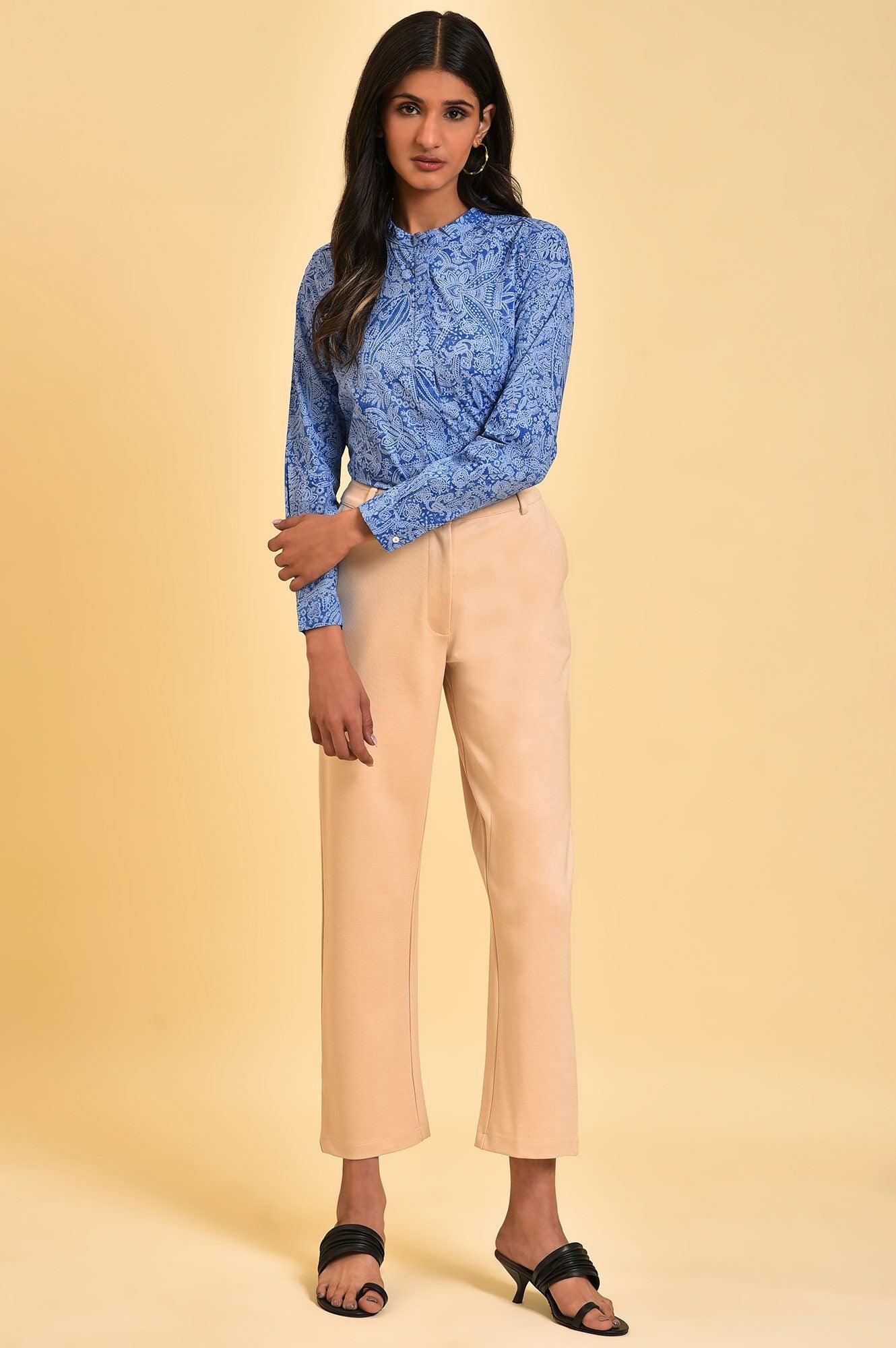 Blue Printed Western Top - wforwoman