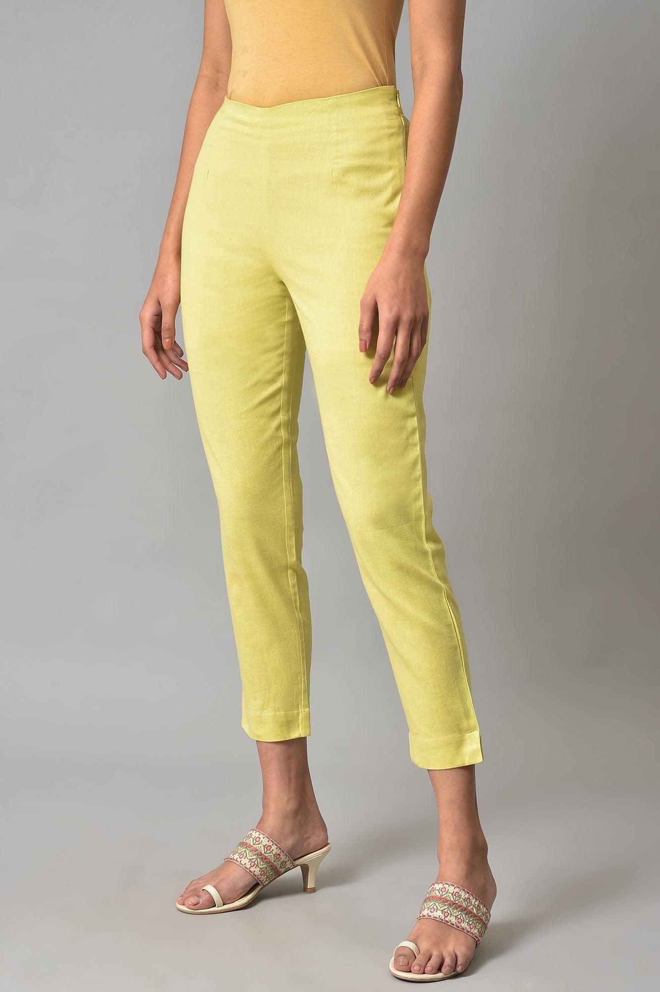 Green Solid Slim Pants - wforwoman
