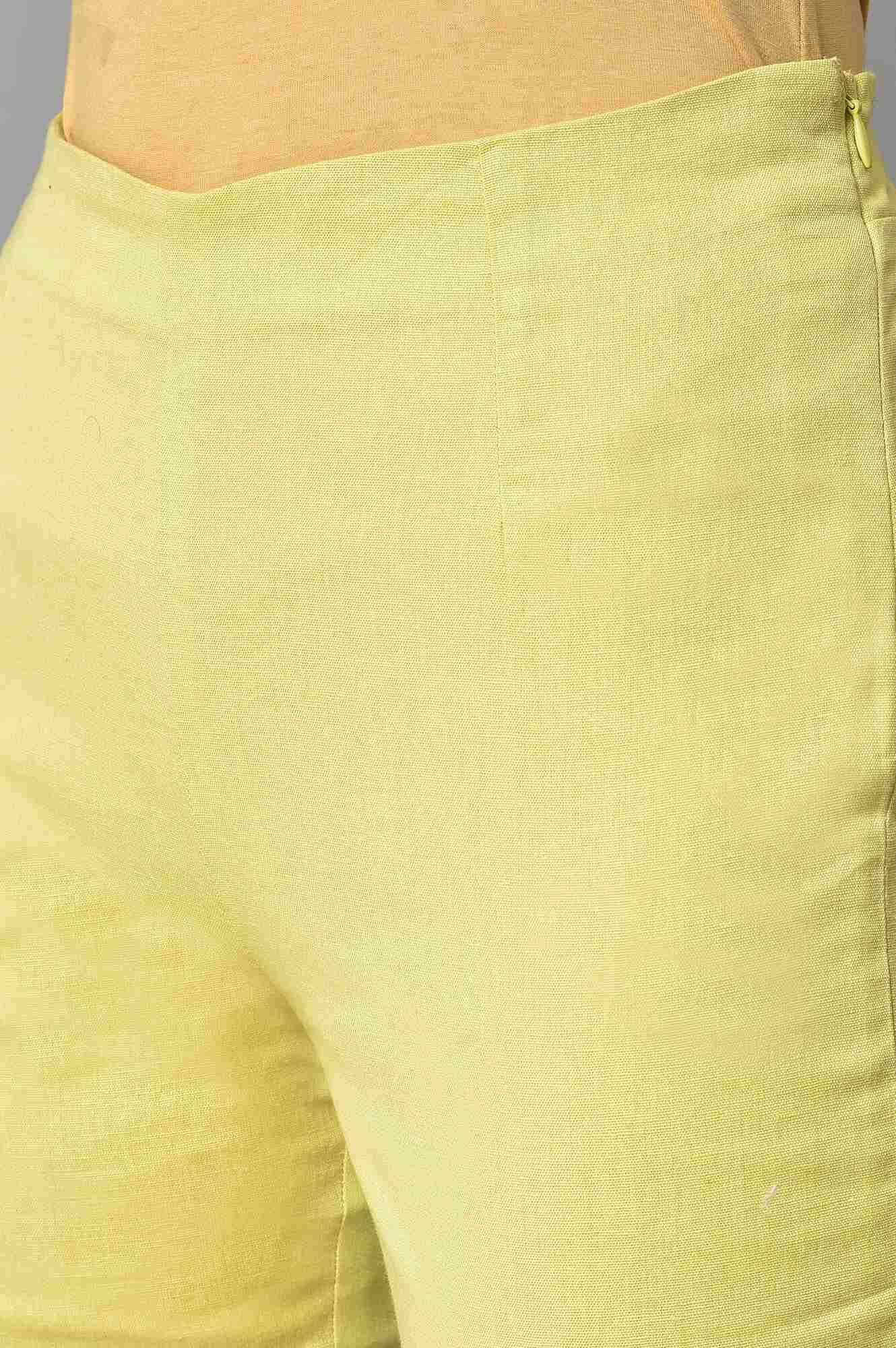 Green Solid Slim Pants - wforwoman