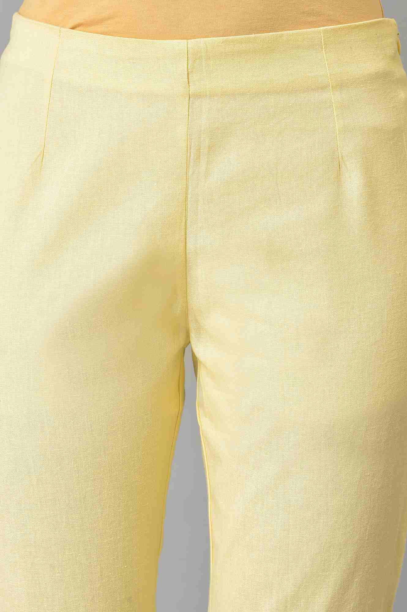 Lemonade Yellow Solid Slim Pants - wforwoman