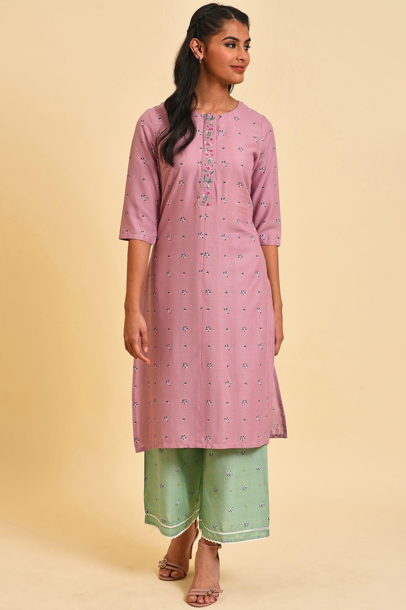 Light Green Floral Printed Parallel Pants - wforwoman