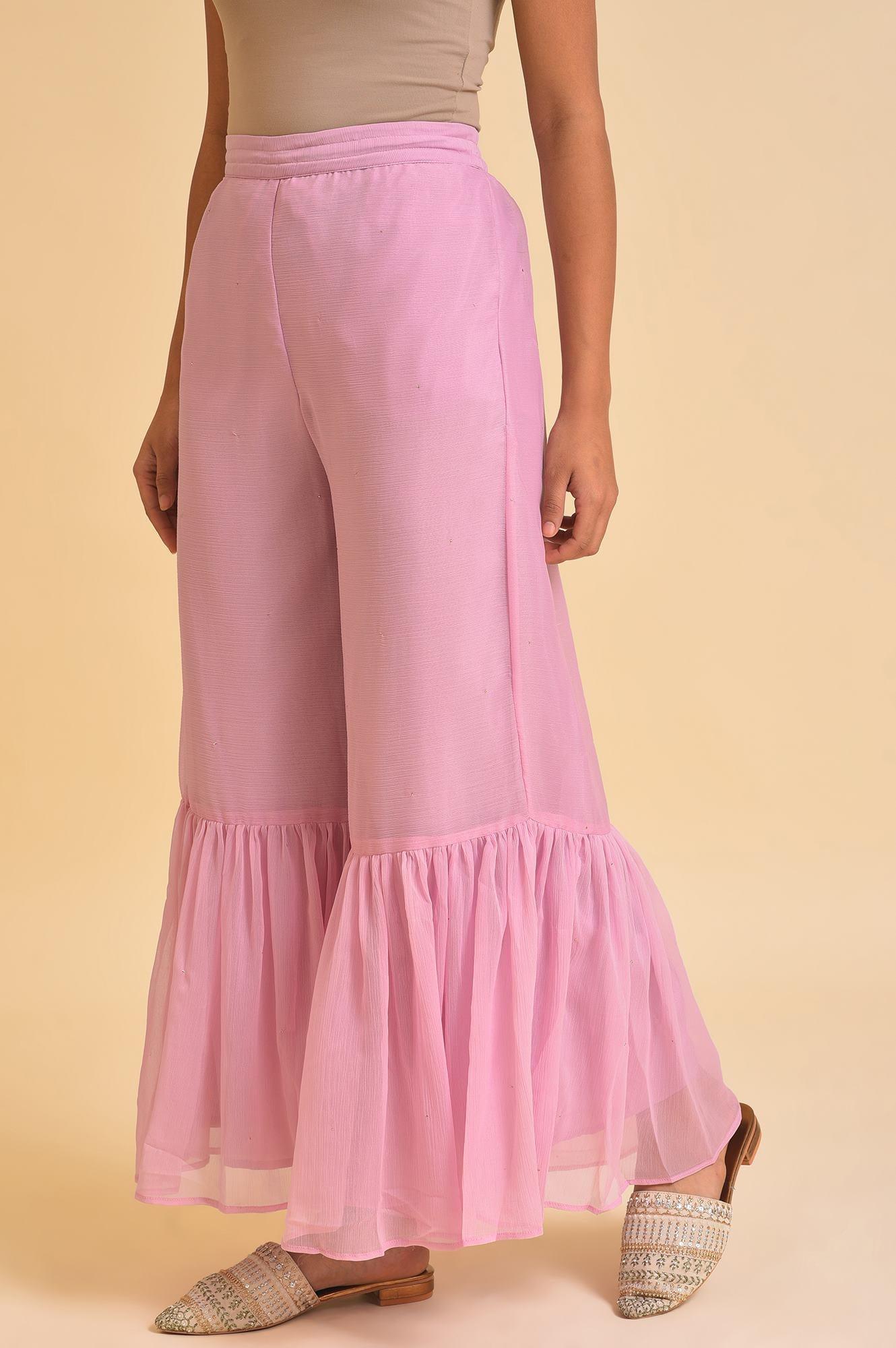 Light Purple Solid Flared Sharara - wforwoman