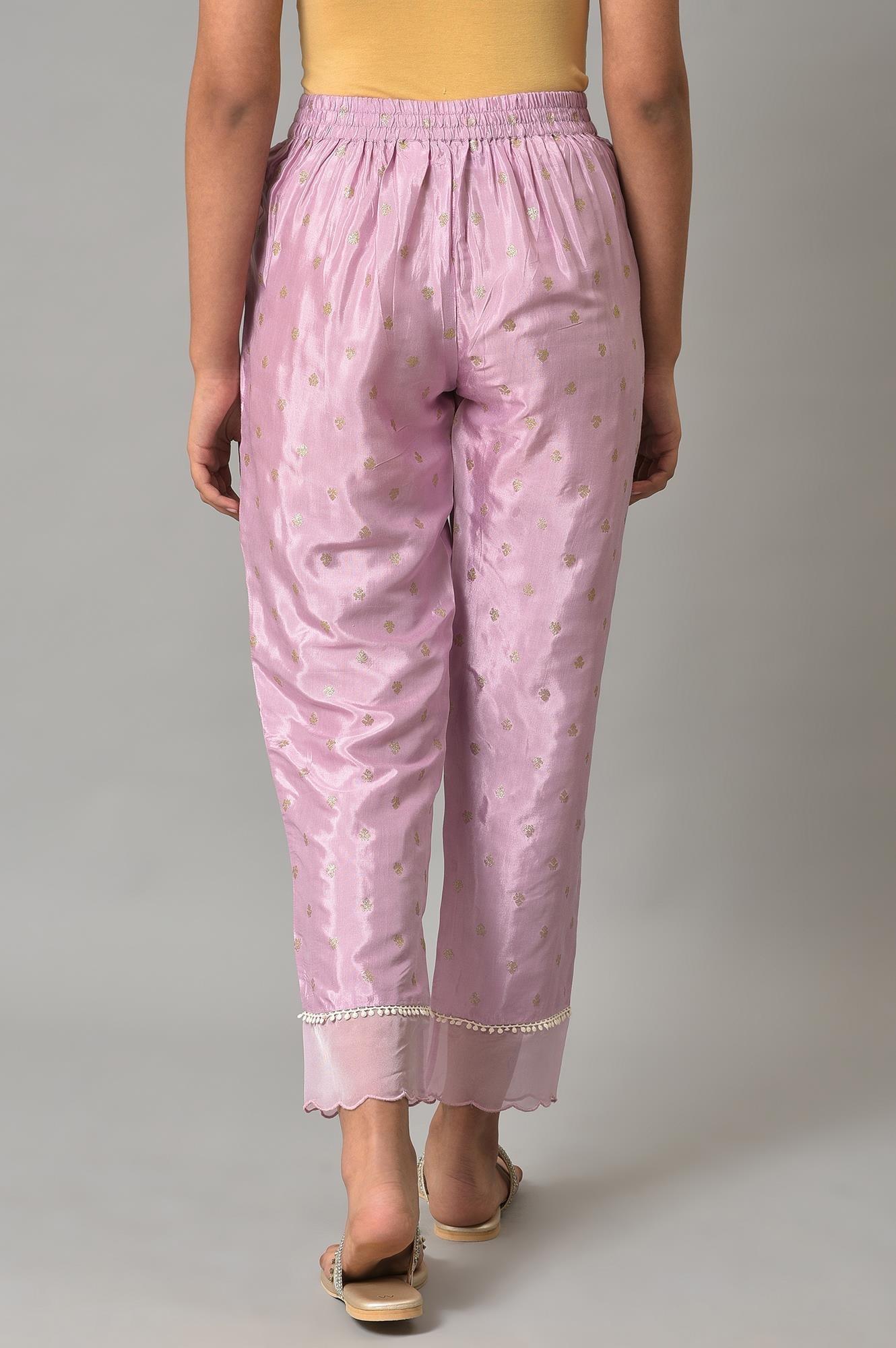 Light Purple Organza Insert Slim Pants - wforwoman