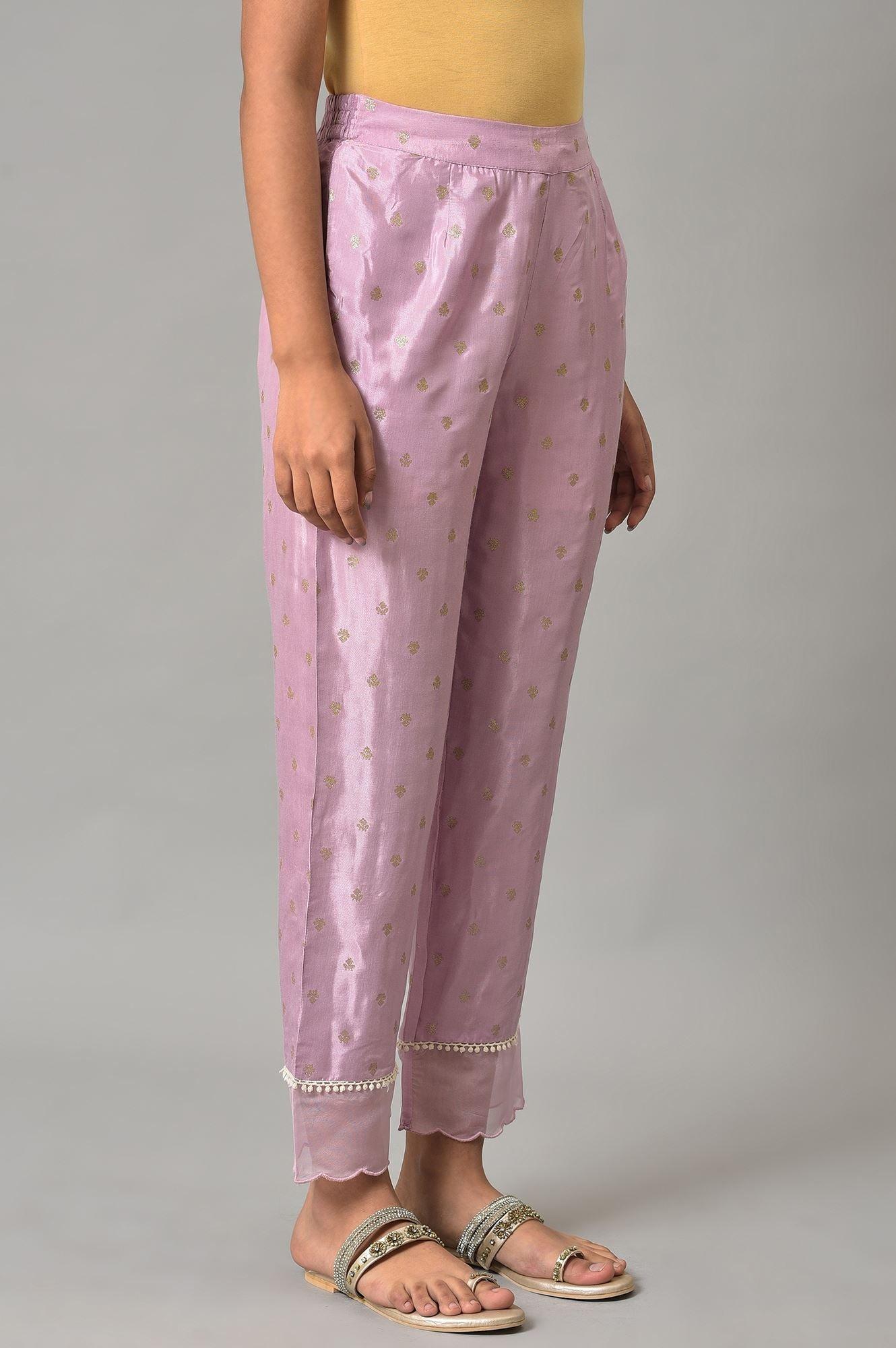 Light Purple Organza Insert Slim Pants - wforwoman
