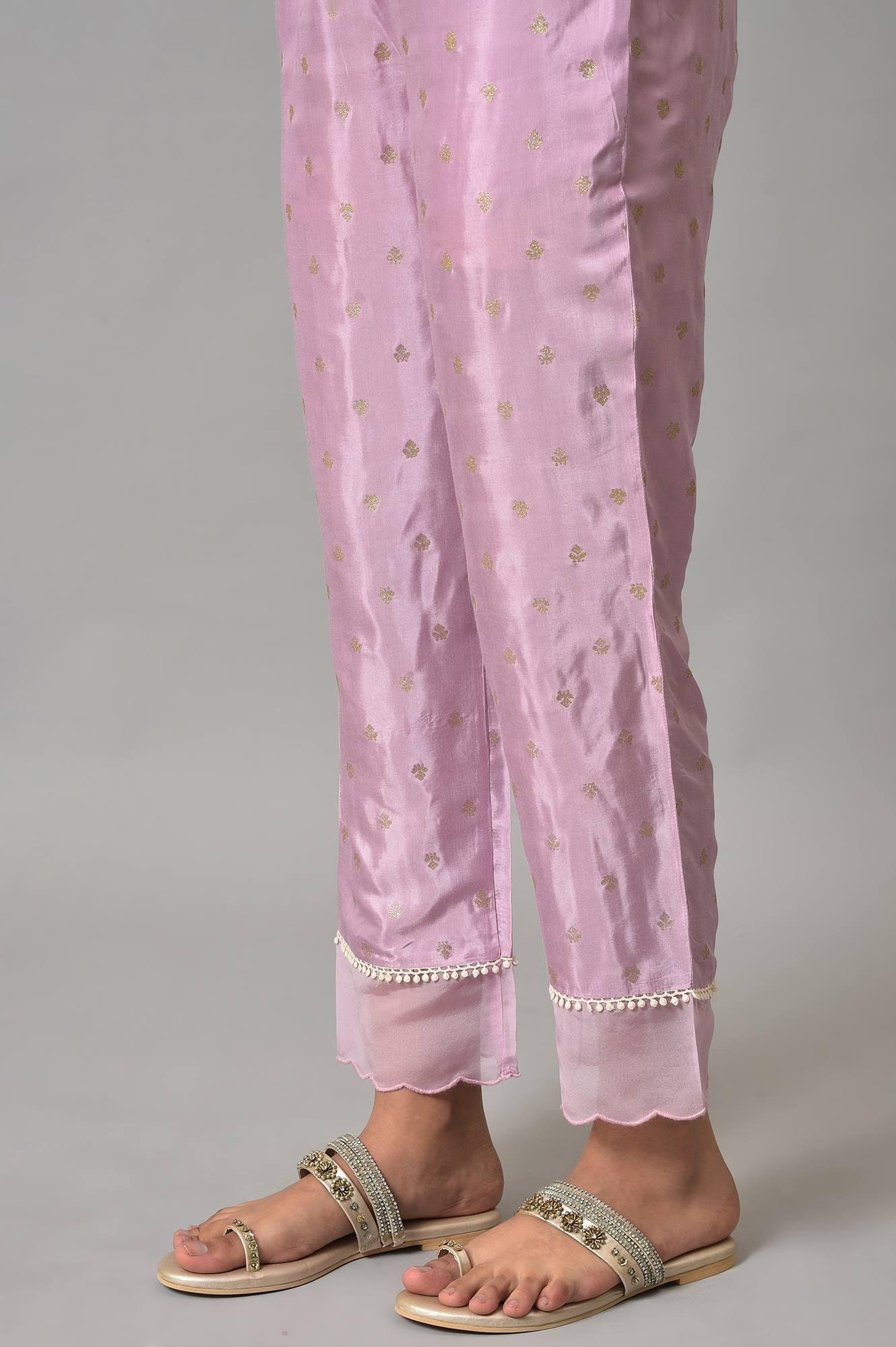 Light Purple Organza Insert Slim Pants - wforwoman