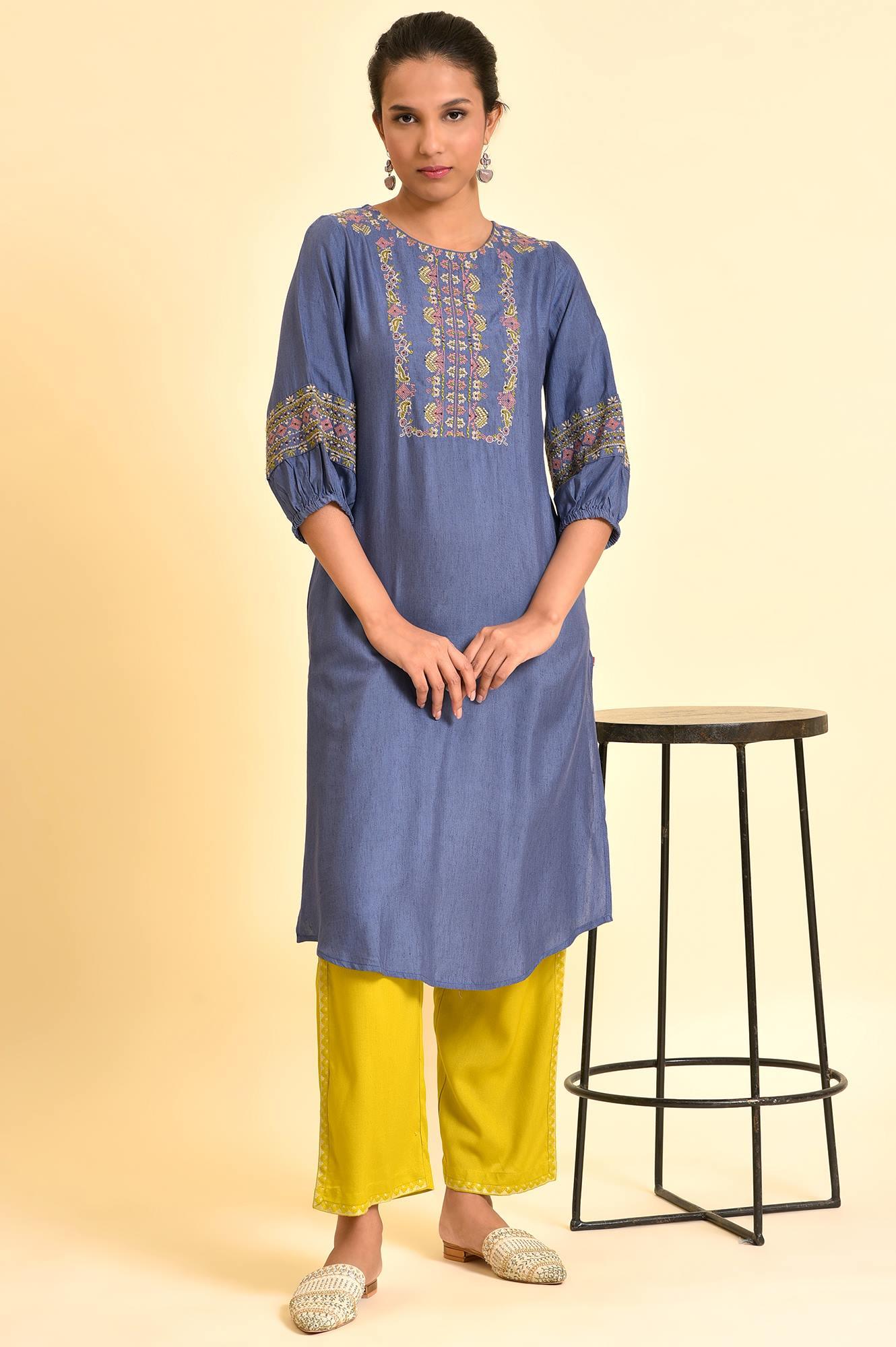 Green Lace Inserted Straight Pants - wforwoman