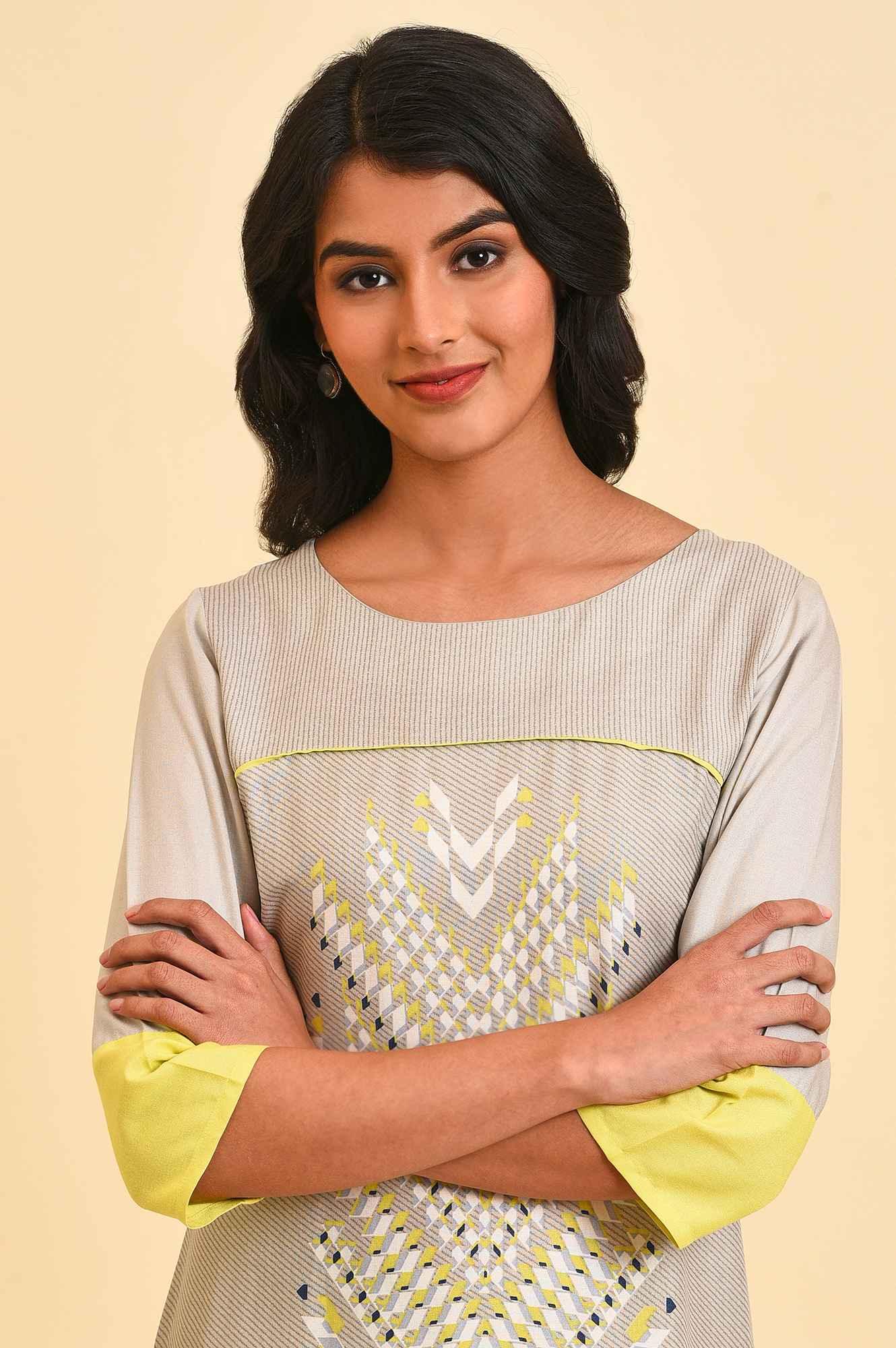 Grey Printed Straight kurta Set - wforwoman