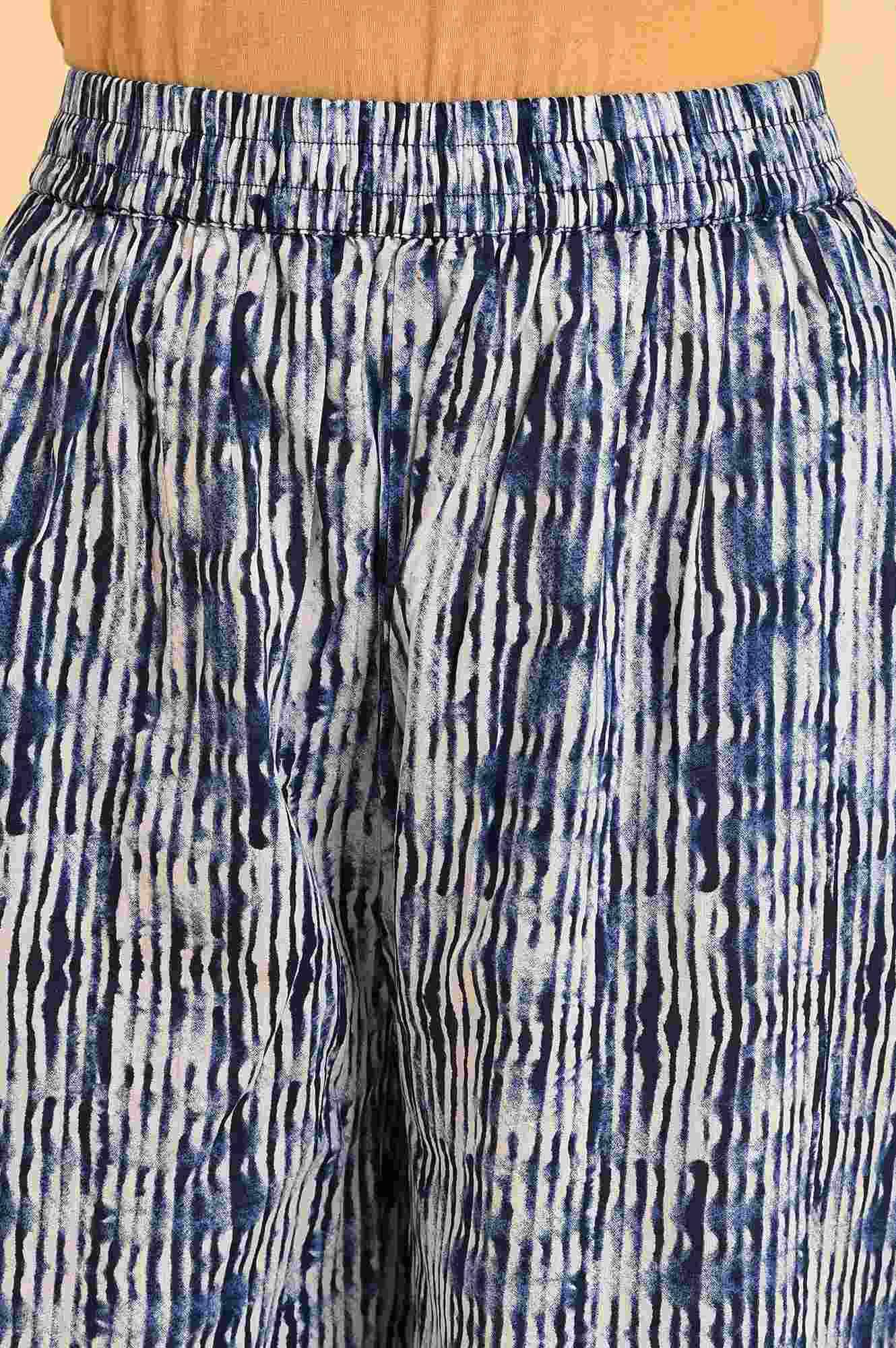 Blue Printed Contemporary Co-Ord Set - wforwoman