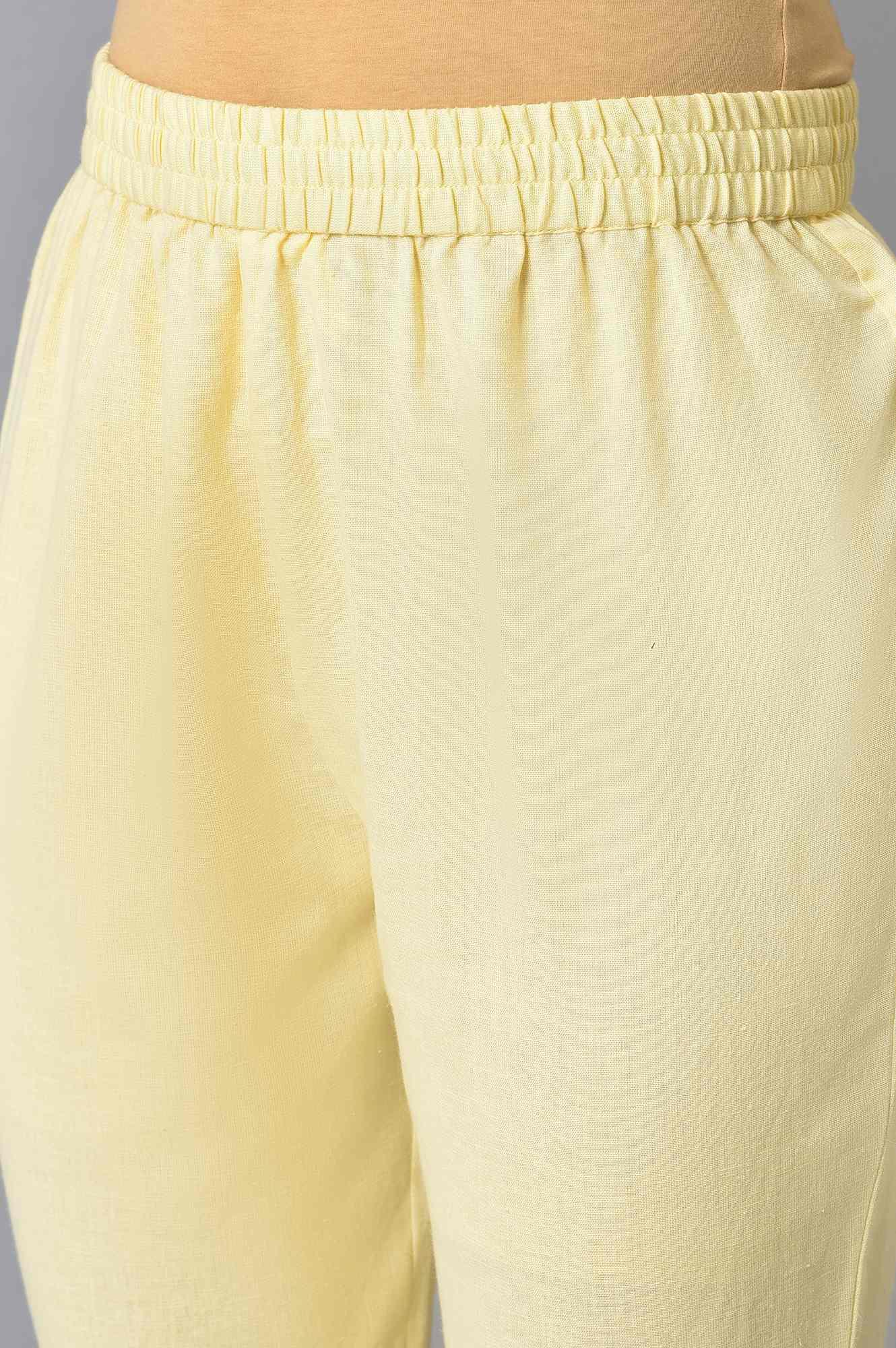 Light Yellow Printed Kota kurta Set - wforwoman