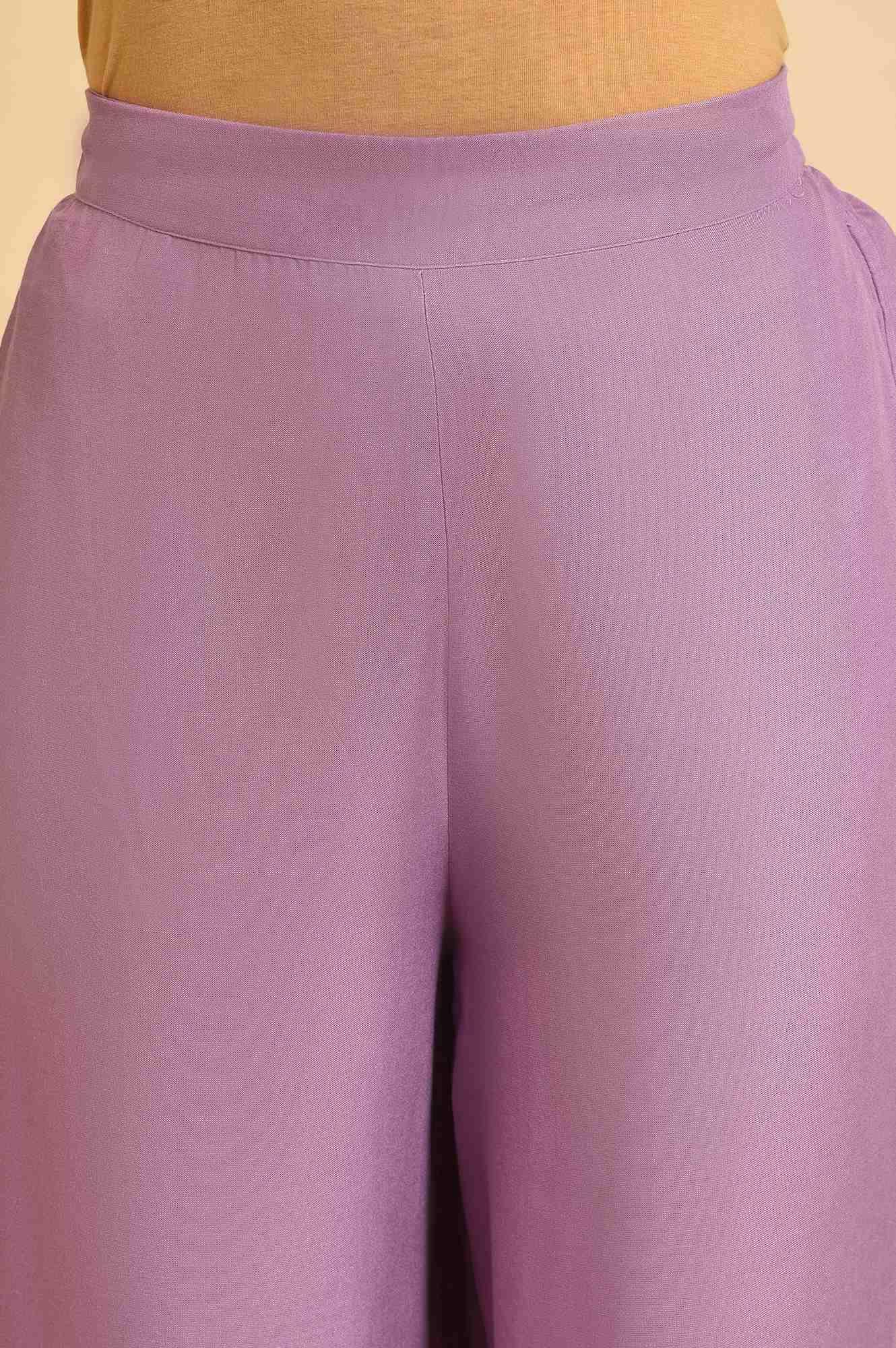 Ligh Purple Embroidered kurta Set - wforwoman