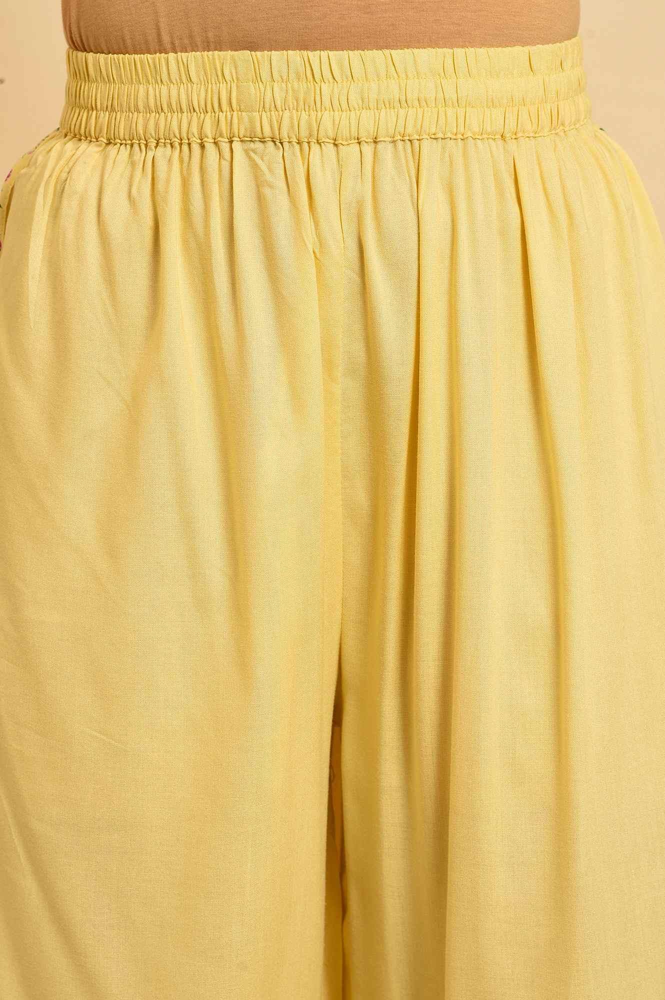 Light Yellow Embroidered kurta Set - wforwoman