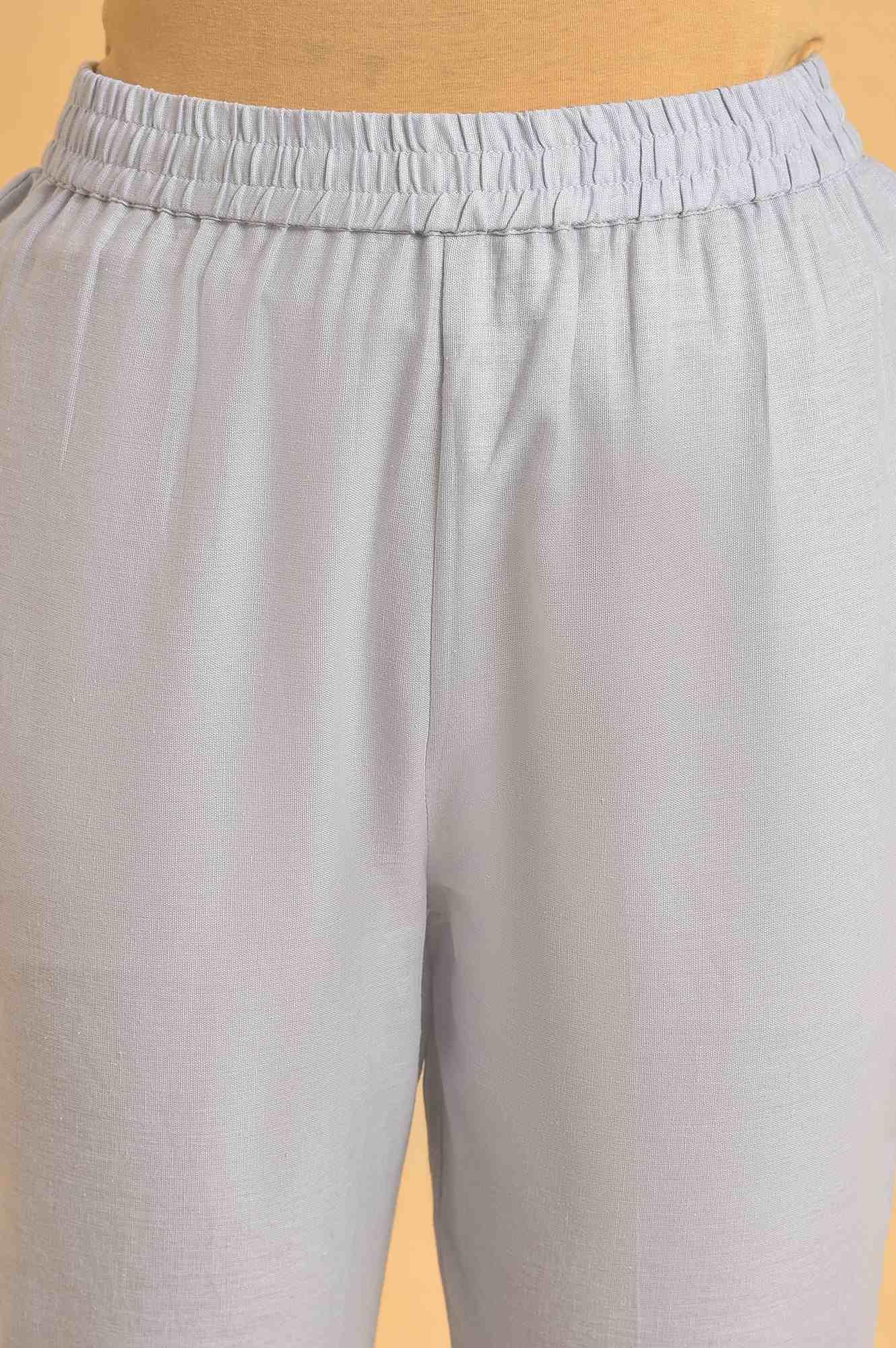 Light Blue Printed Kota kurta Set - wforwoman